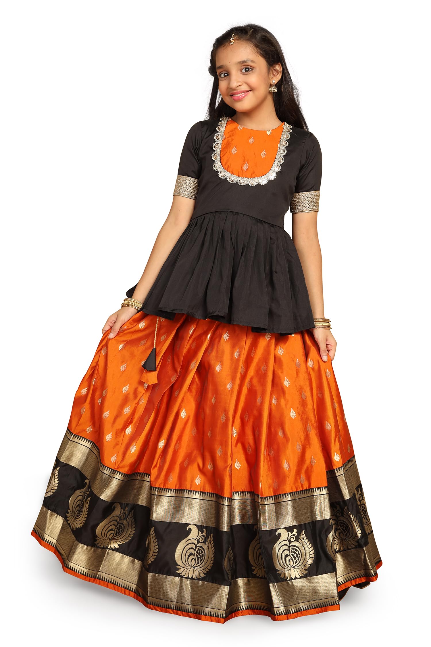 JwalinBaby Girl’s Jacquard Readymade Lehenga Choli