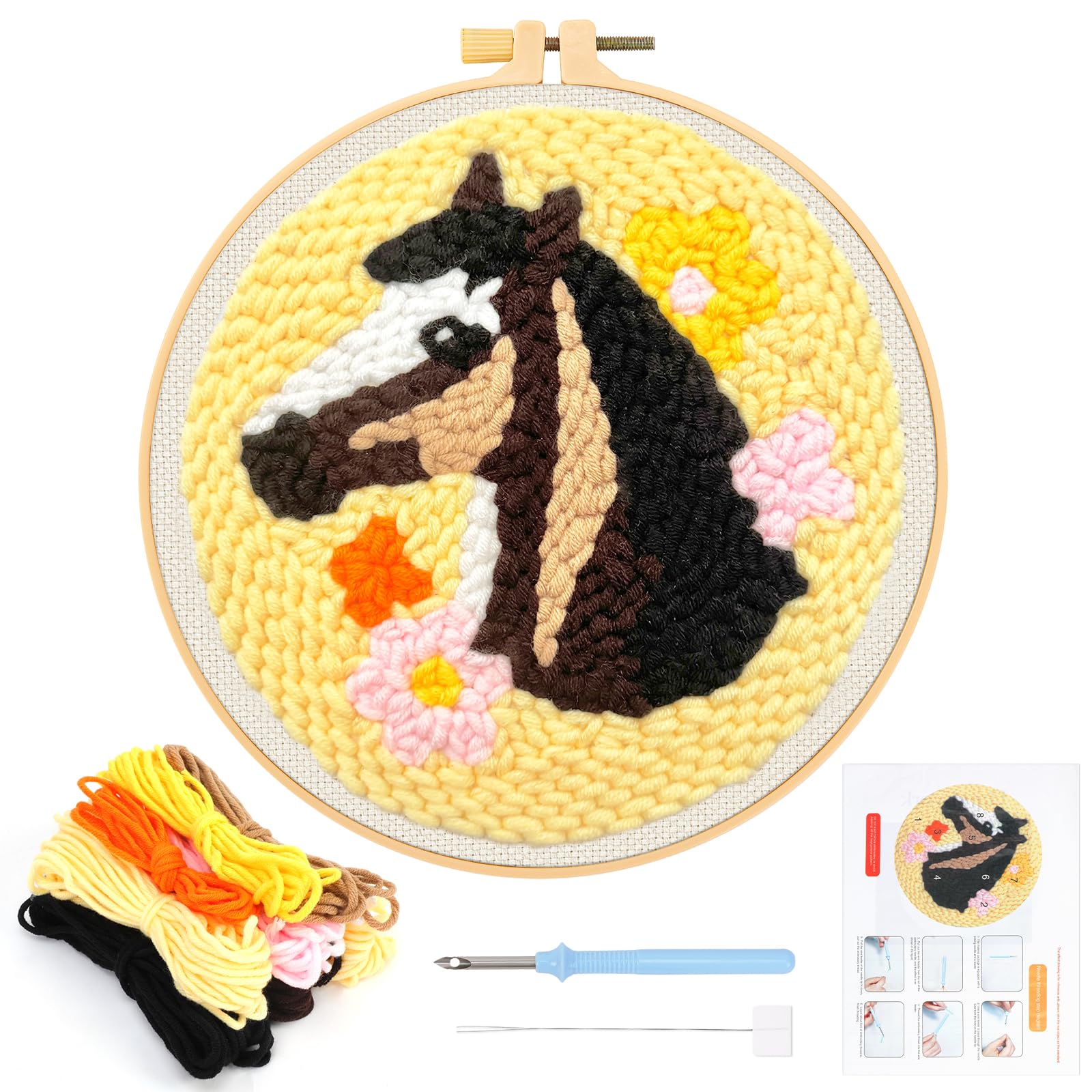 jsrqt punch needle kit broderie chevaux