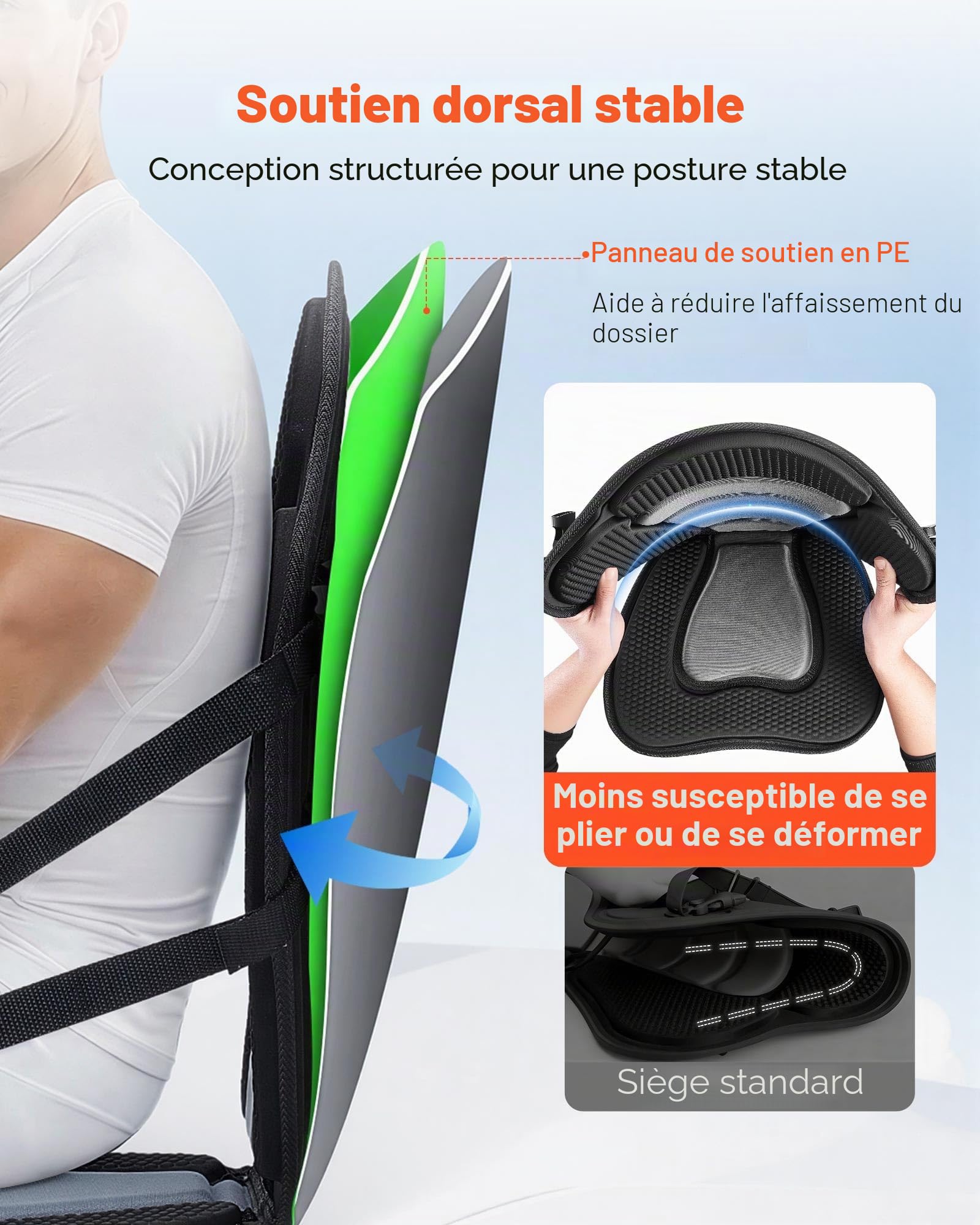 VEVOR Siège de Kayak Universel 2PCs, Dosseret SUP 53 mm d'Épaisseur, pour Planche à Pagaie Paddle Kayak Gonflable, avec Dossier, Coussin Rembourré Souple, Sac de Rangement et Sangles Réglables