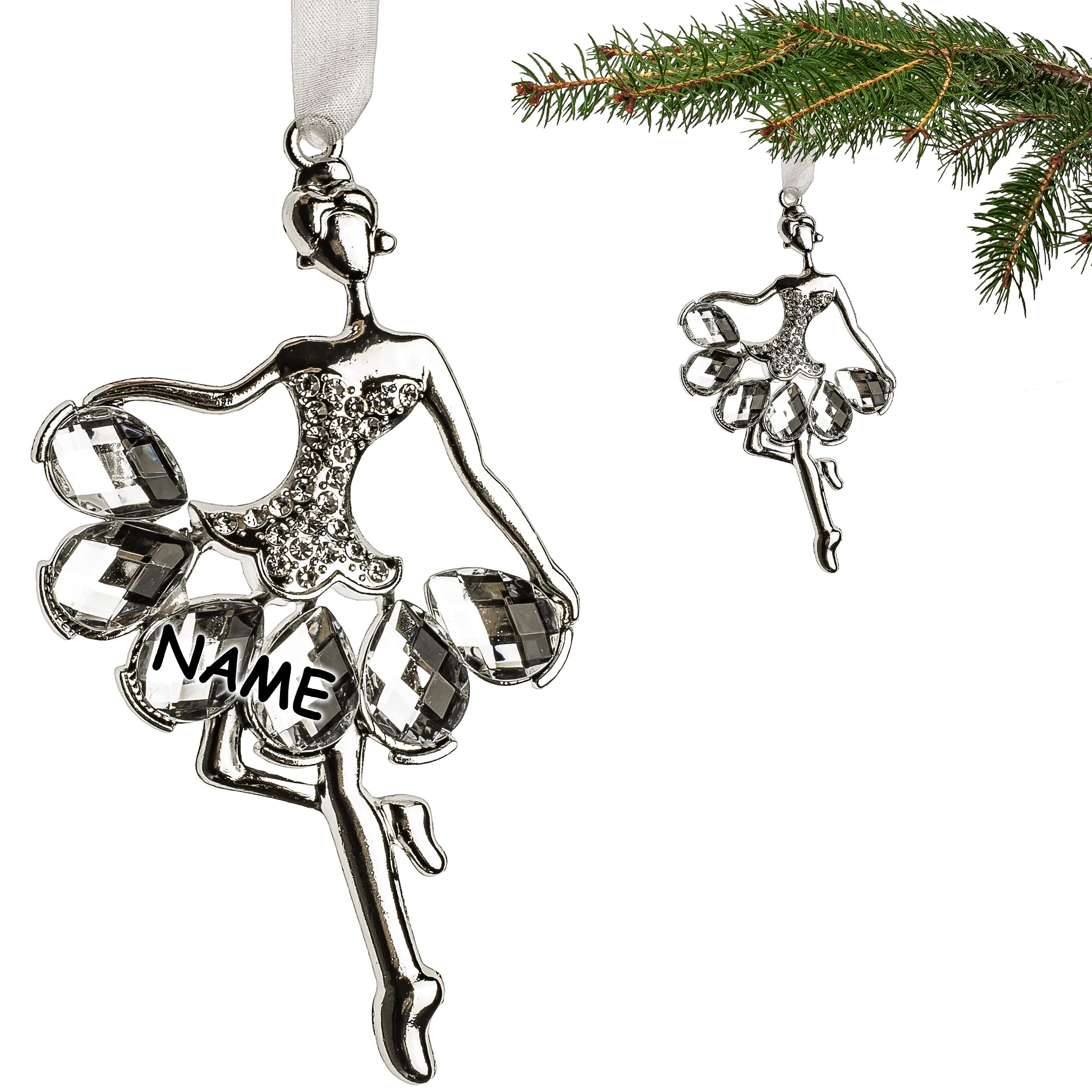 alles-meine.de GmbH Anhänger/Weihnachtsbaumkugel Verschiedene Modelle wählbar 10 Stück Anhänger/Weihnachtsbaumschmuck/Deko Figur Tänzerin/Ballerina inkl. Name -..