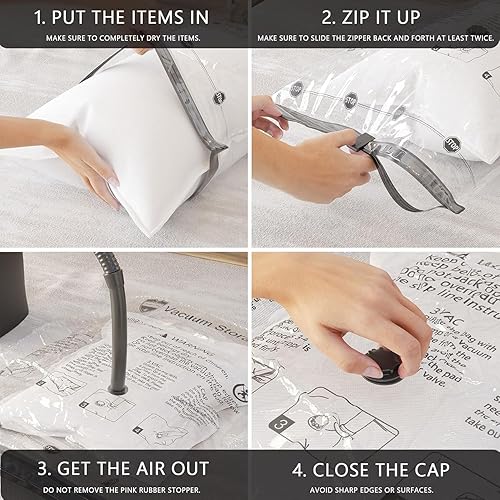 Miniatura 8 de Bolsas de ahorro de espacio (3 Jumbo, 3 grandes, 3 medianas) bolsas selladoras de almacenamiento al vacío para mantas, ropa, almohadas, edredones