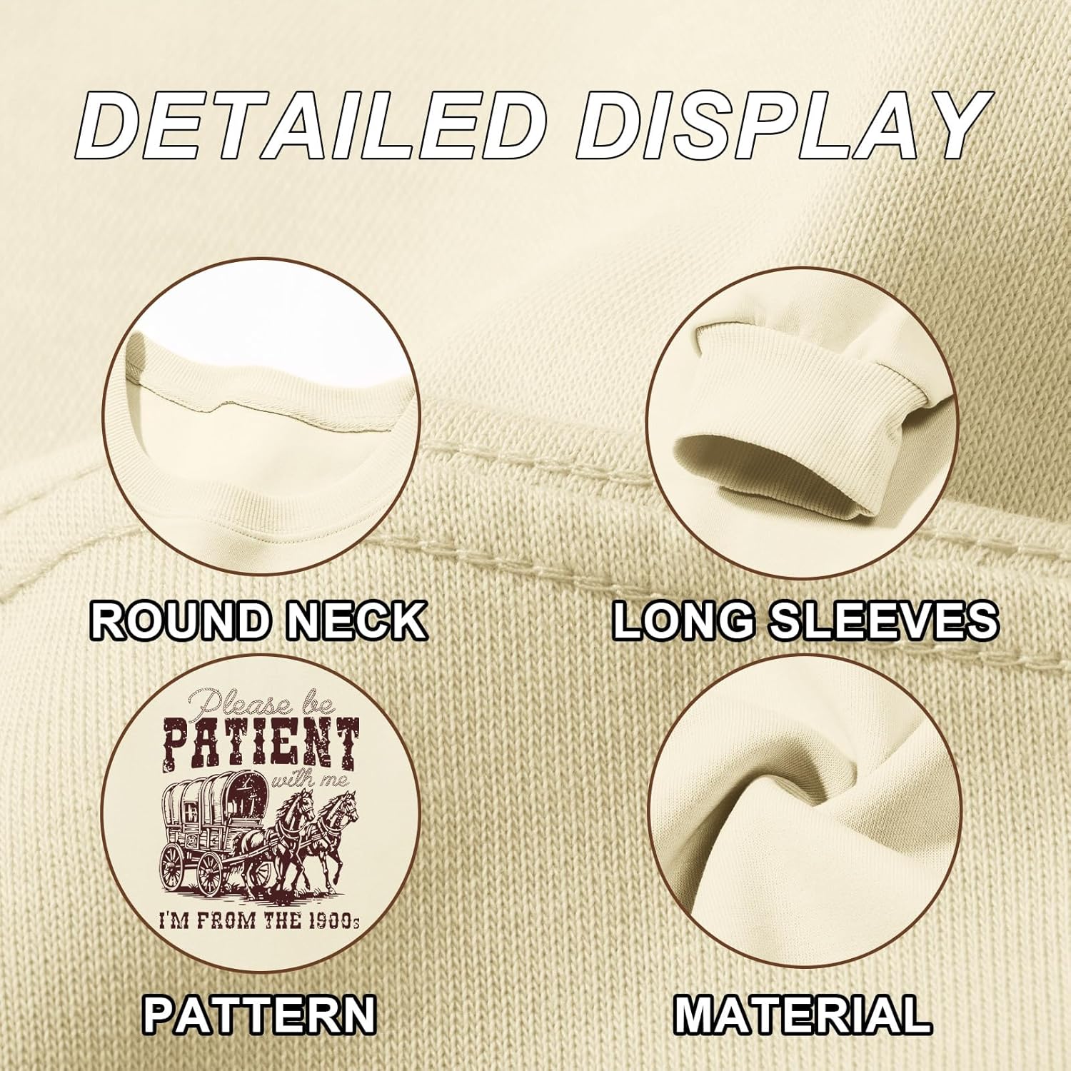 Please Be Patient With Me Im From The 1900s Sweatshirts Graphic Crewneck Sweatshirt Women Funny Long Sleeve Pullover - Image 6