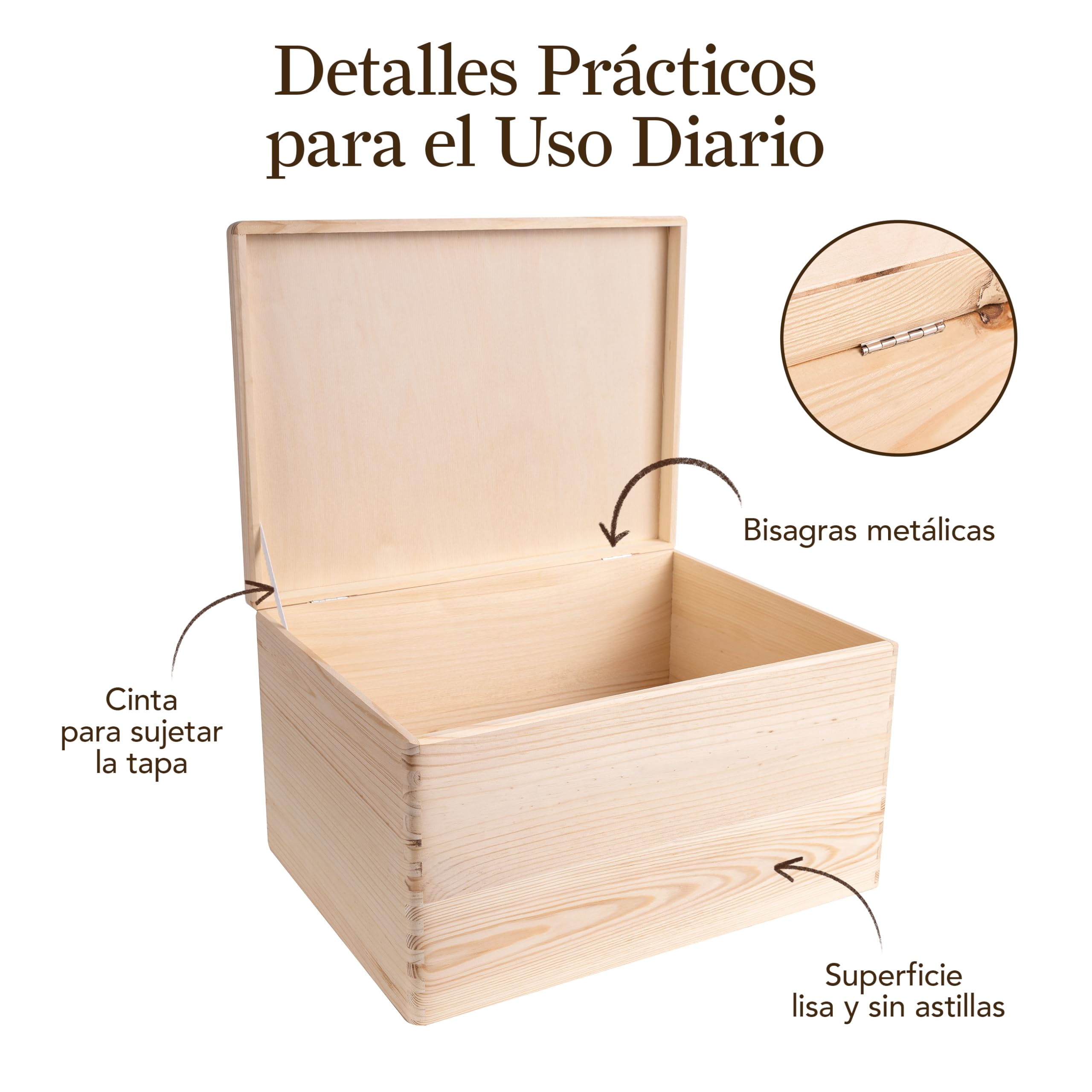 Creative Deco XXL Grande Caja Madera para Decorar con Tapa | 40 x 30 x 24 cm (+/-1cm) | Cofre Decoración Decoupage | Almacenaje de Documentos Navidad Juguetes Herramientas | EN BRUTO SIN LIJAR