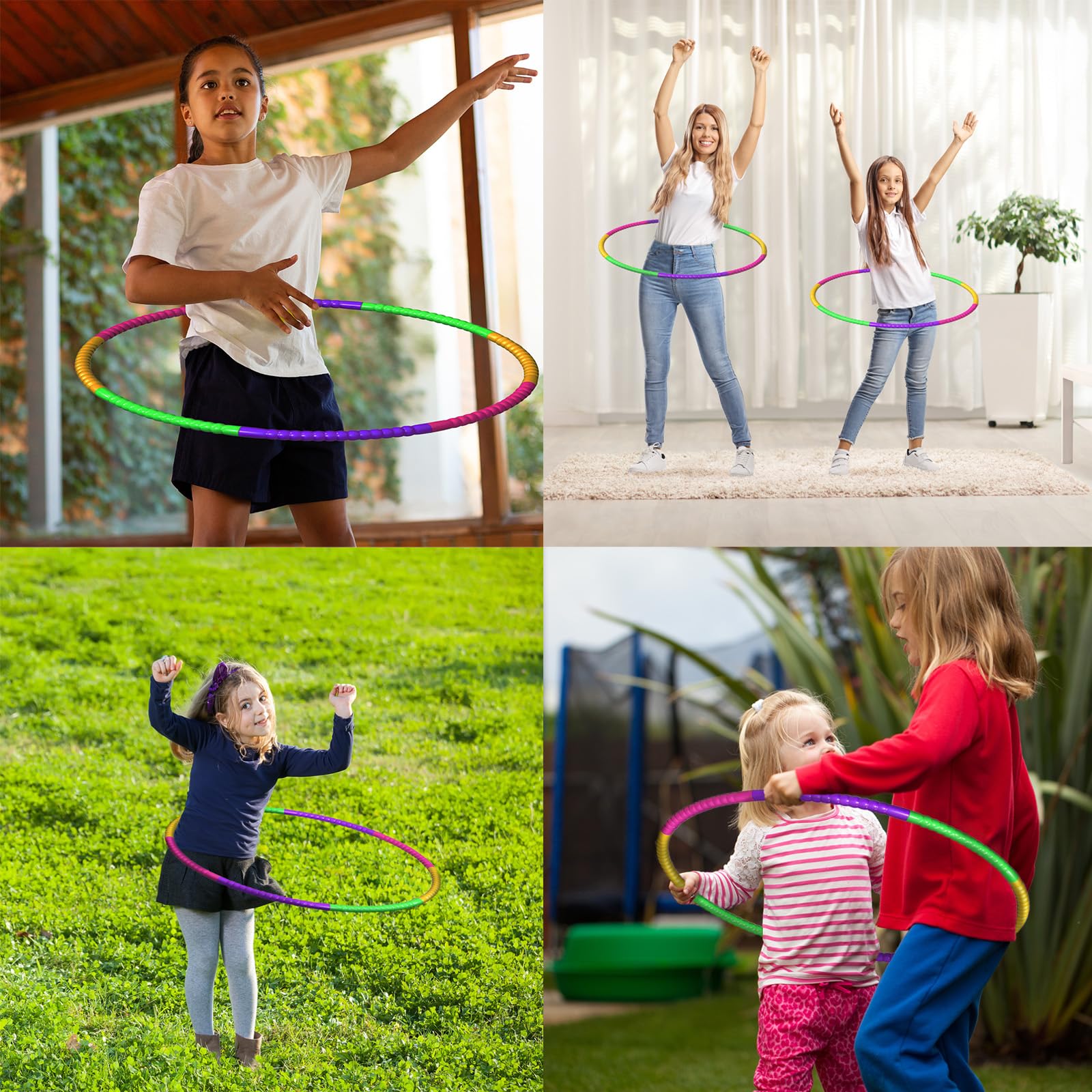 Hula Kids Hoop, Hula Adjustable Kids Hoop, Collapsible Hoola Hoops - Image 3