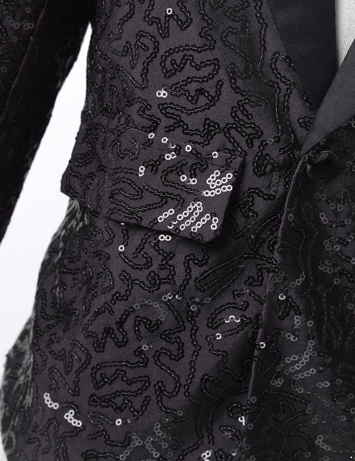 dPois Chaqueta Brillante de Lentejuelas para Niños Chinos Blazer con Un Botón Esmoquin De Lentejuelas Traje Abrigos Manga Larga Delgado Chaqueta para Fiesta Boda