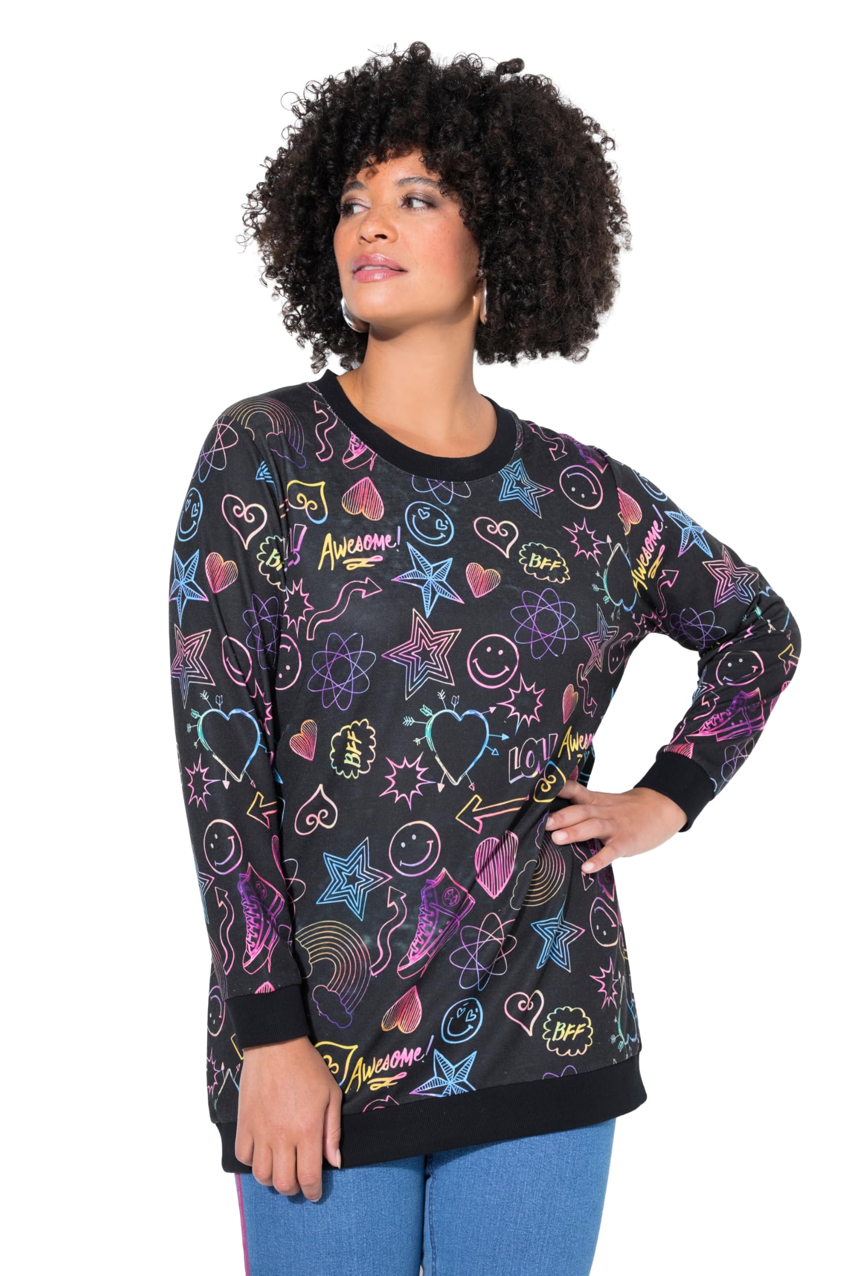 Angel of Style Damen große Größen Übergrößen Plus Size Sweatshirt, Bequeme Passform, Comic-Muster 846195