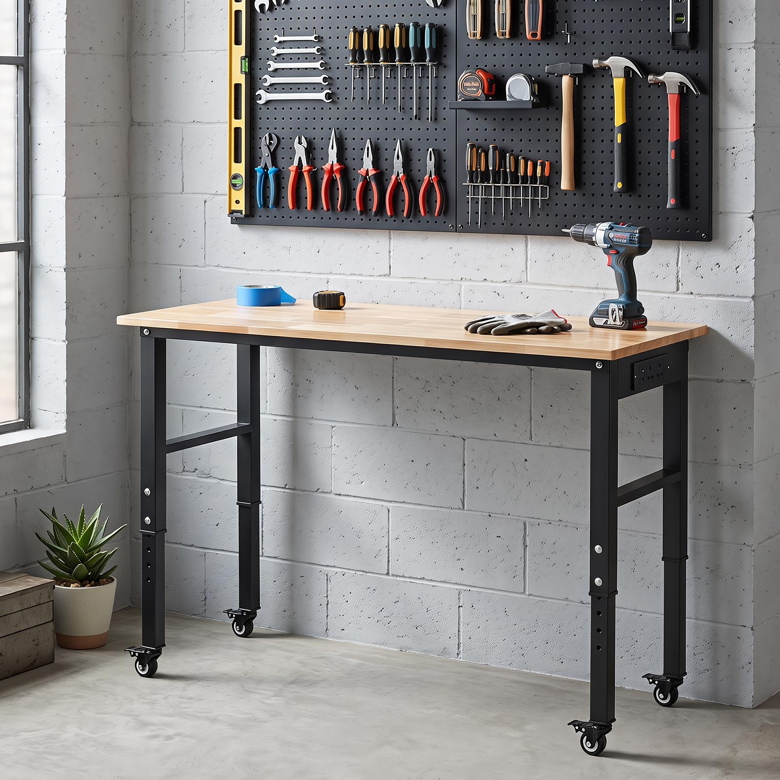 COSTWAY Banco da Lavoro Officina in Metallo 116 x 50 cm, Portata 635 kg