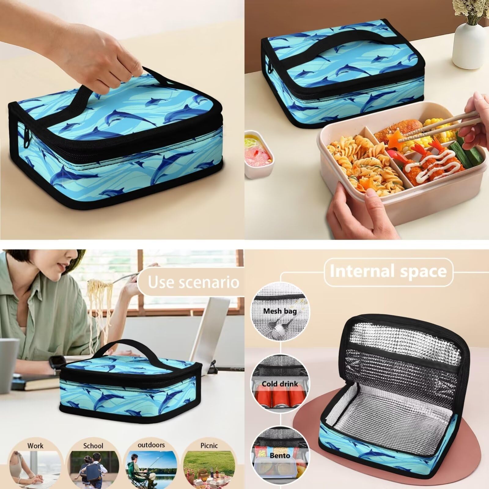 Zaino per la scuola per ragazzi e ragazze, zaino leggero con doppia cerniera, per adolescenti, 3 pezzi, borsa termica per il pranzo, penne, matite, zaino per studenti per scuola e asilo nido,