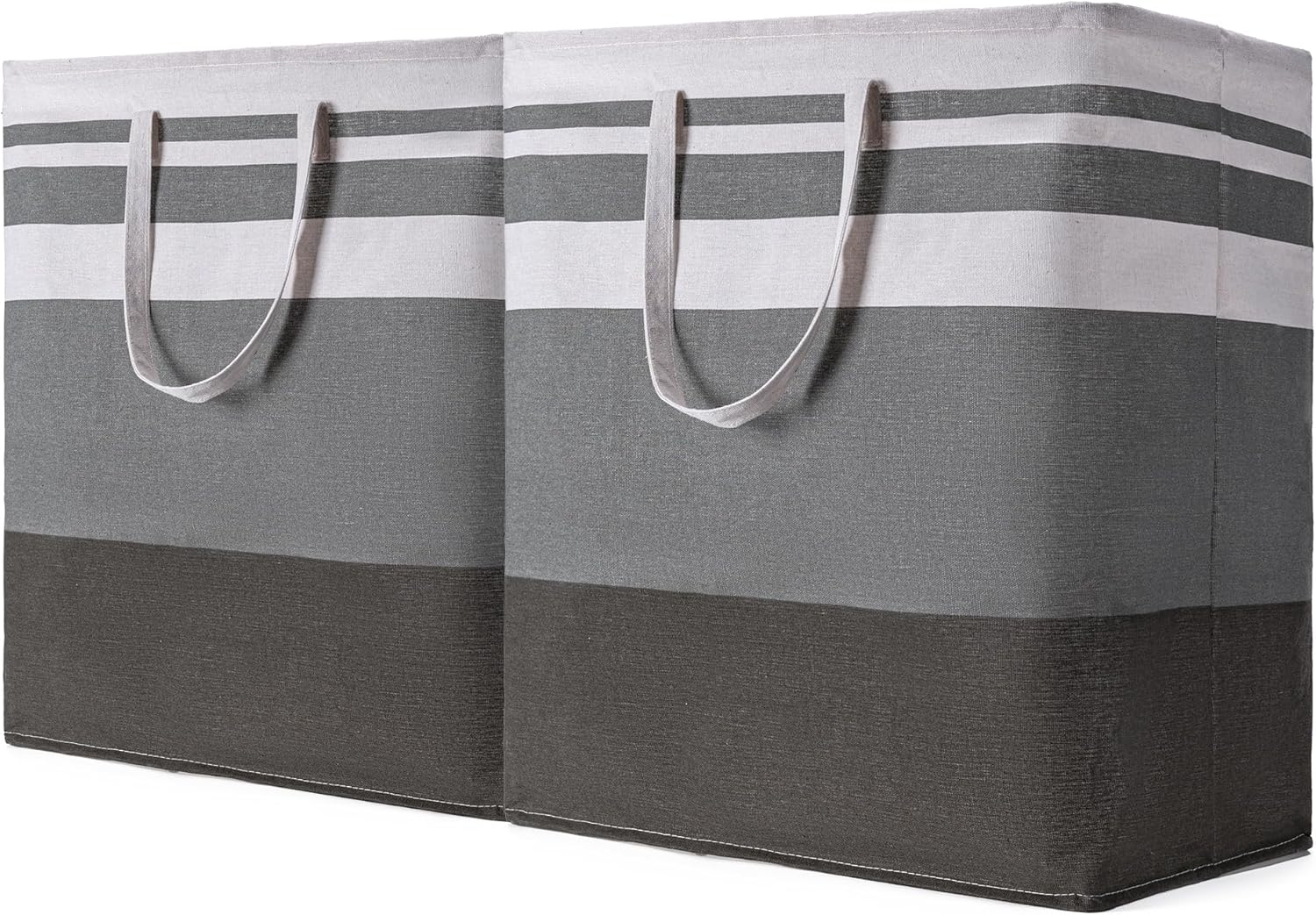 BOOMIBOO 2 Pack Large Laundry Basket,Waterproof Freestanding Laundry Hamper,Collapsible Clothes Basket with Easy Carry Handles in Laundry Room Bathroom Bedroom Dorm,Gradient Grey,100L