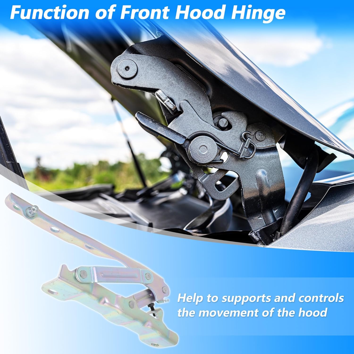 Front Hood Hinge for Hyundai Sonata Sedan 2020-2025 No.66910-L1000/66920-L1000 Front Left Right Driver Passenger Side Hood Hinge Bracket Set No.HY1236200/HY1236199