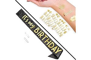 It's My Birthday' Glitter Sash and 48pcs Birthday Tattoos