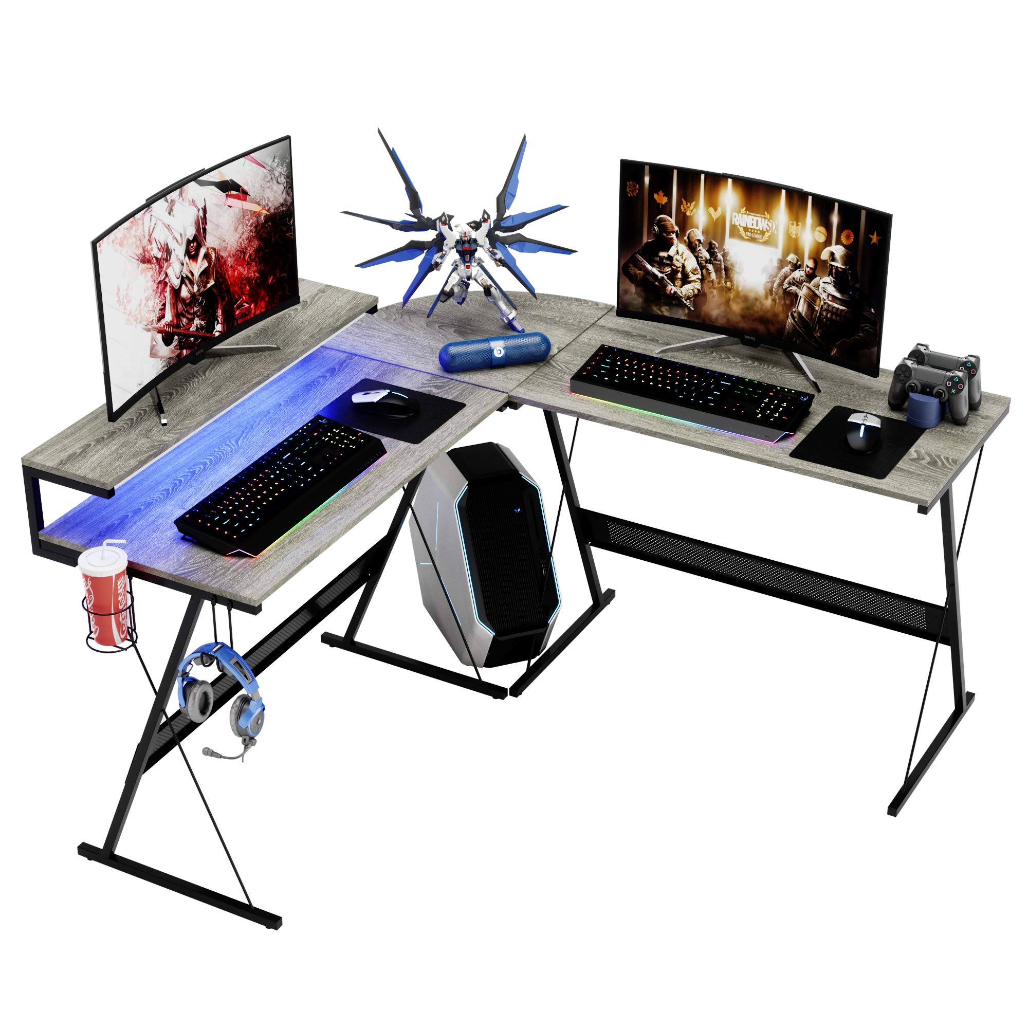 Buy Bestier LShaped Gaming Desk 51” Computer Desk w/RGB Strip