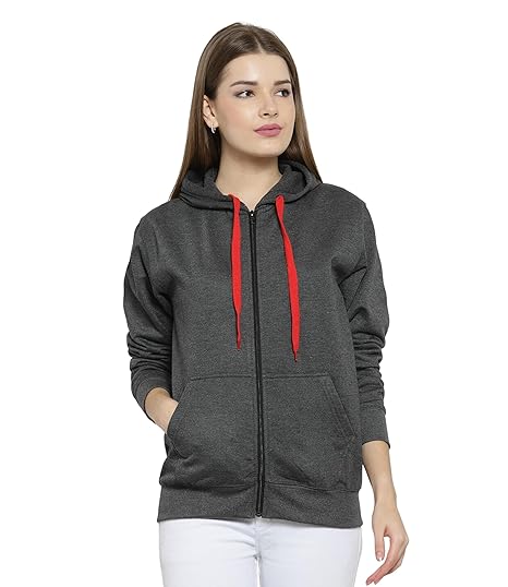 Women's Rich Cotton Regular Fit Pullover Hoodie Sweatshirt with Zip