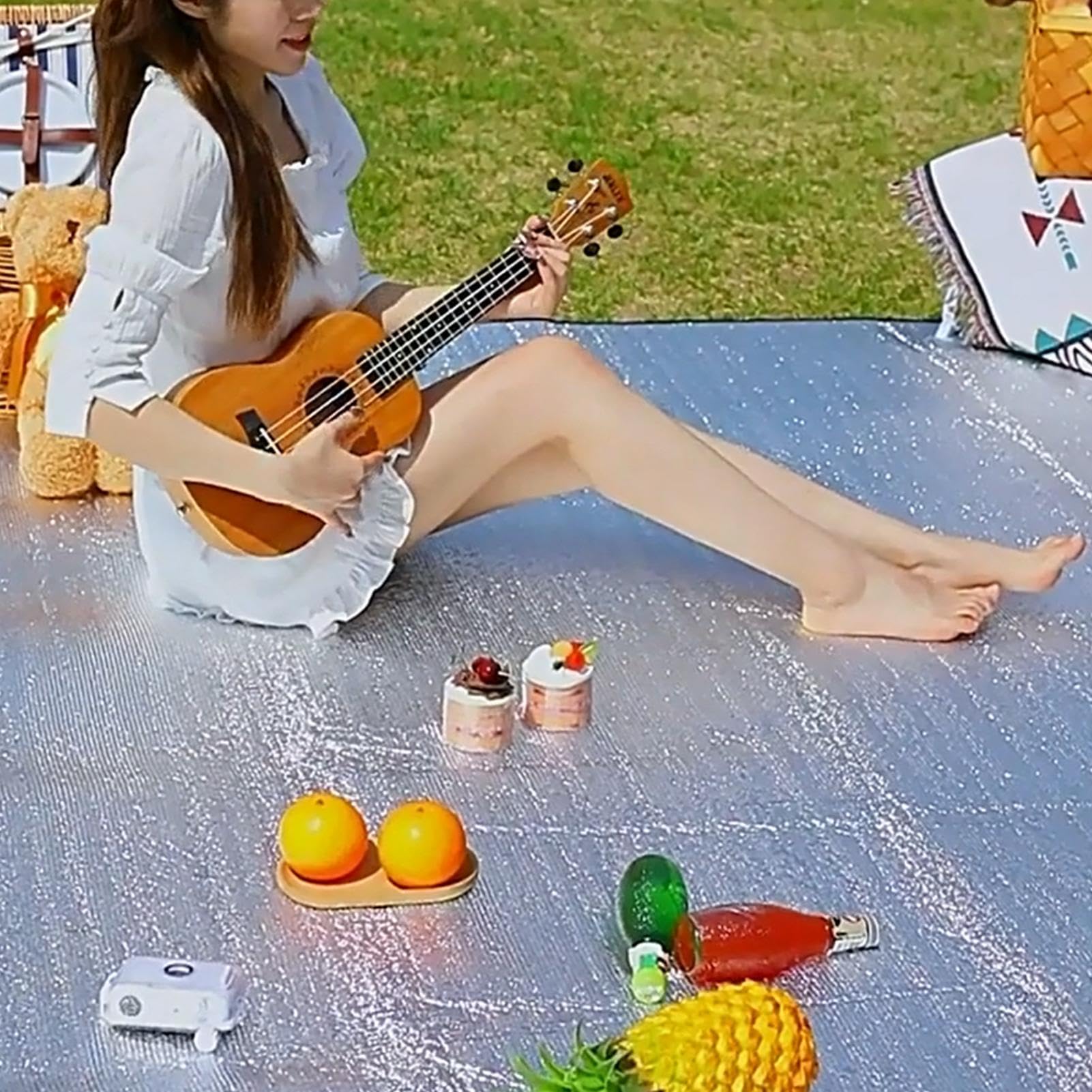 Esterilla de acampada - Esterilla de picnic de aluminio resistente a la humedad | Esterilla impermeable y aislante para exteriores, esterilla térmica para tienda de campaña para camping y playa,