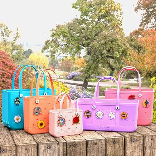 Miniatura 4 de BOGGbeans Colgantes de flores para bolsa Bogg, Totes Simply Southern y estilos similares. Accesorios acrílicos de 3 pulgadas para bolsas de playa