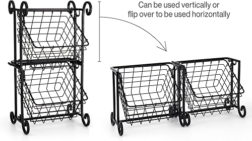 Miniatura 3 de Gourmet Basics by Mikasa Cesta de almacenamiento de frutas ajustable abatible, 2 niveles