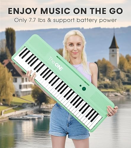 Miniatura 38 de The ONE Teclado inteligente COLOR Teclado de piano de 61 teclas, teclado de música con 256 timbres, 64 polifonía, 2 altavoces, luces LED integradas