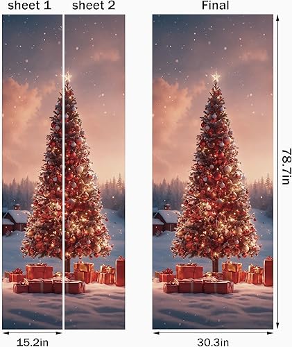 Miniatura 8 de FLFK Adhesivo para puerta  Mural de puerta autoadhesivo extraíble para decoración del hogar, 30.3 pulgadas de ancho x 78.7 pulgadas de largo, juego