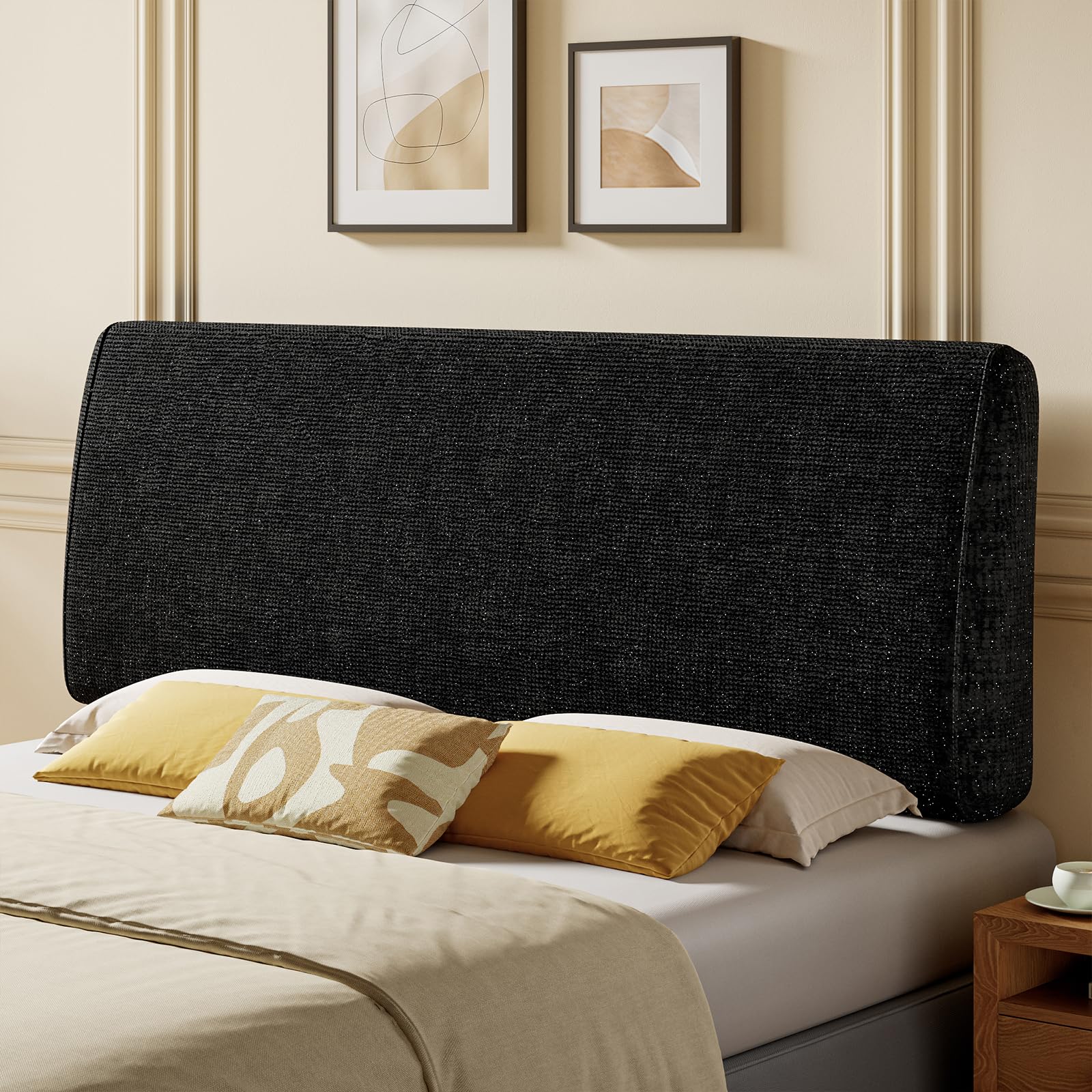 Pinmoco 4.7" Upholstered Headboard for King Size Bed, Height Adjustable and Ergonomic Headboard, Easy Assemble, Sturdy and Durable, Starry Night Black