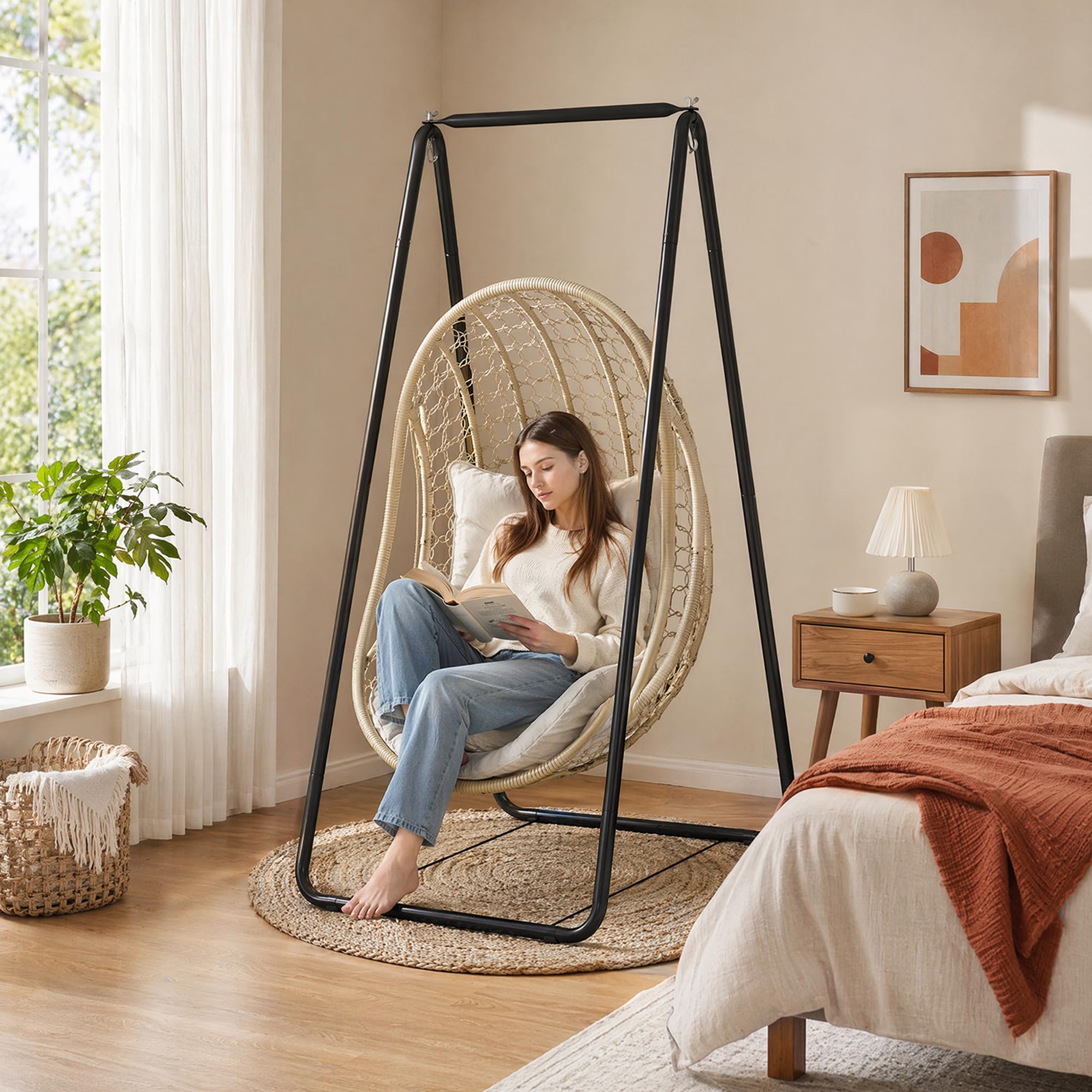 Support Sur Pied En Acier A-Shape, Support De Chaise Suspendu Exterieur