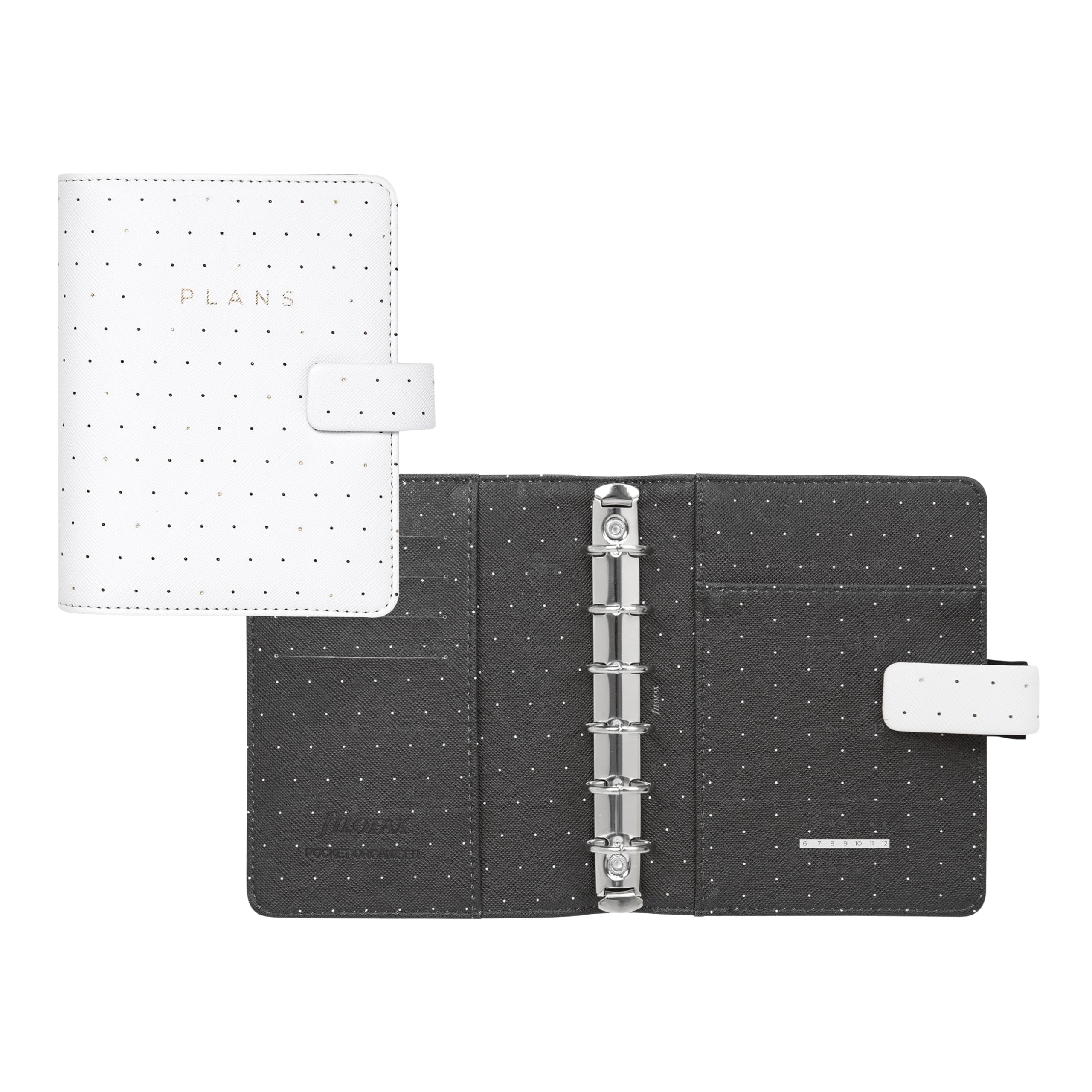 Filofax Moonlight C022650 - Organizer tascabile, effetto pelle, dettagli dorati, sei anelli, visualizzazione settimanale, multilingue