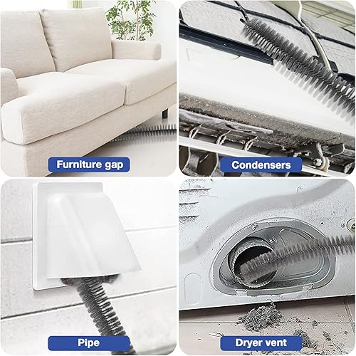 Miniatura 8 de Cleaning Coil Brush Auger Brush Electric Appliance Dust Brush Radiator Brush Dust Remover Brush Condenser Coil Brush Coil Brush for Mechines Clean