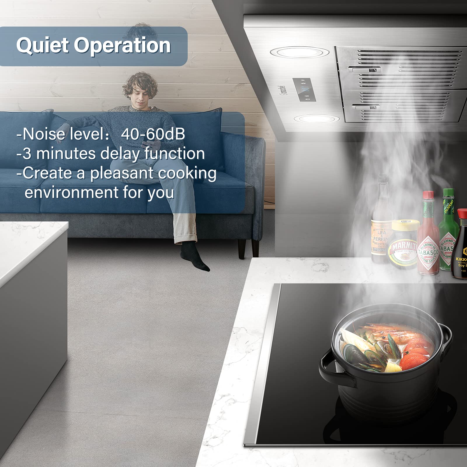 AMZCHEF Range Hood Insert 30 Inch Builtin Range Hoods 900CFM Stainless Steel Vent Hood for