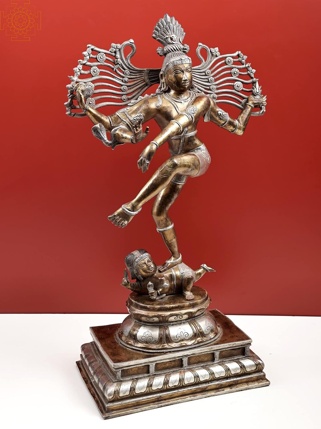 Exotic India 28" Brass Nataraja (Shiva Tandava) | Handmade - Brass - Color Copper Silver