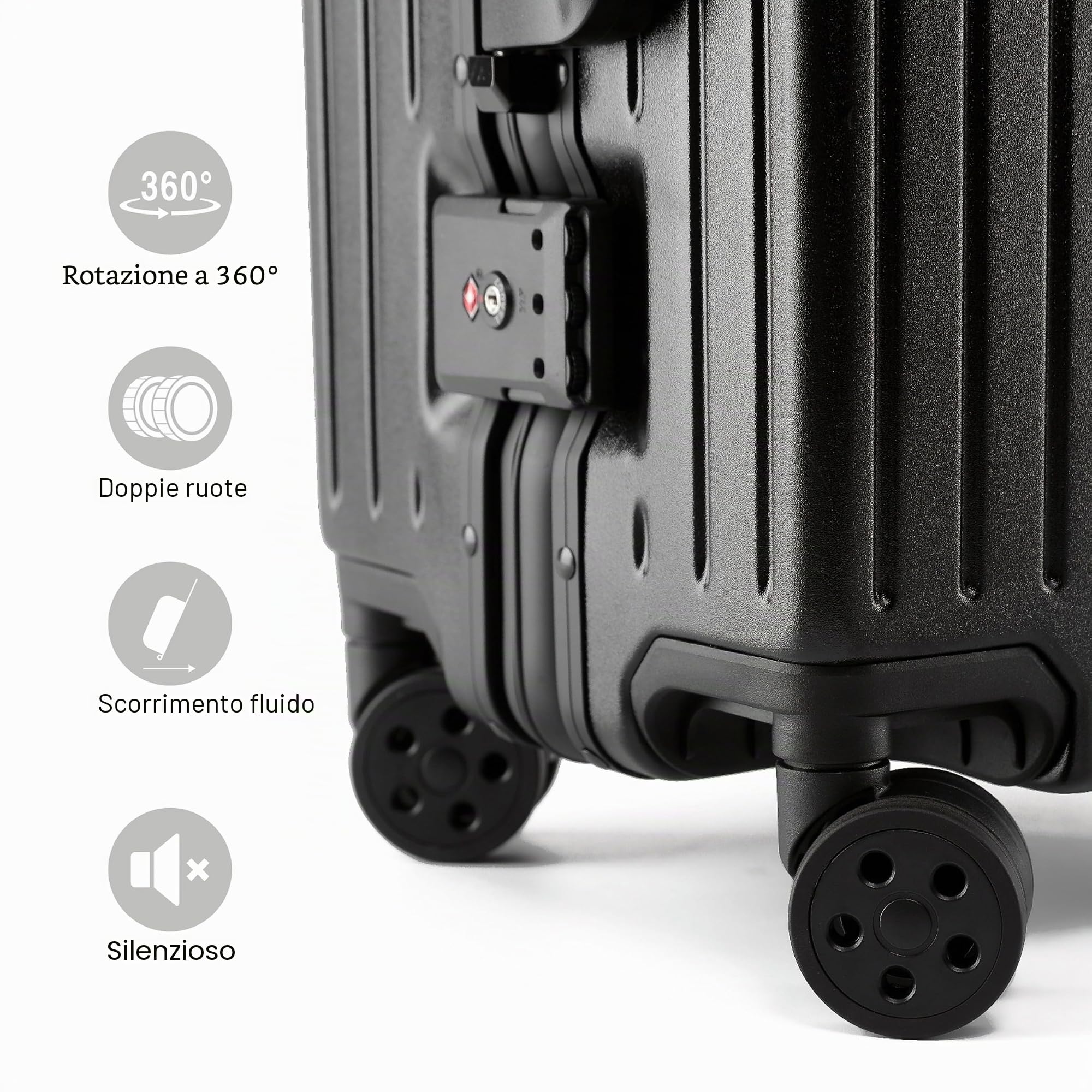 KOFA Set di valigie Zurich 2 pezzi, M-55cm & XL-75cm con telaio in alluminio e scocca rigida in policarbonato, valigie per imbarco + check-in, valigie da viaggio con ruote Spinner e doppia serratura