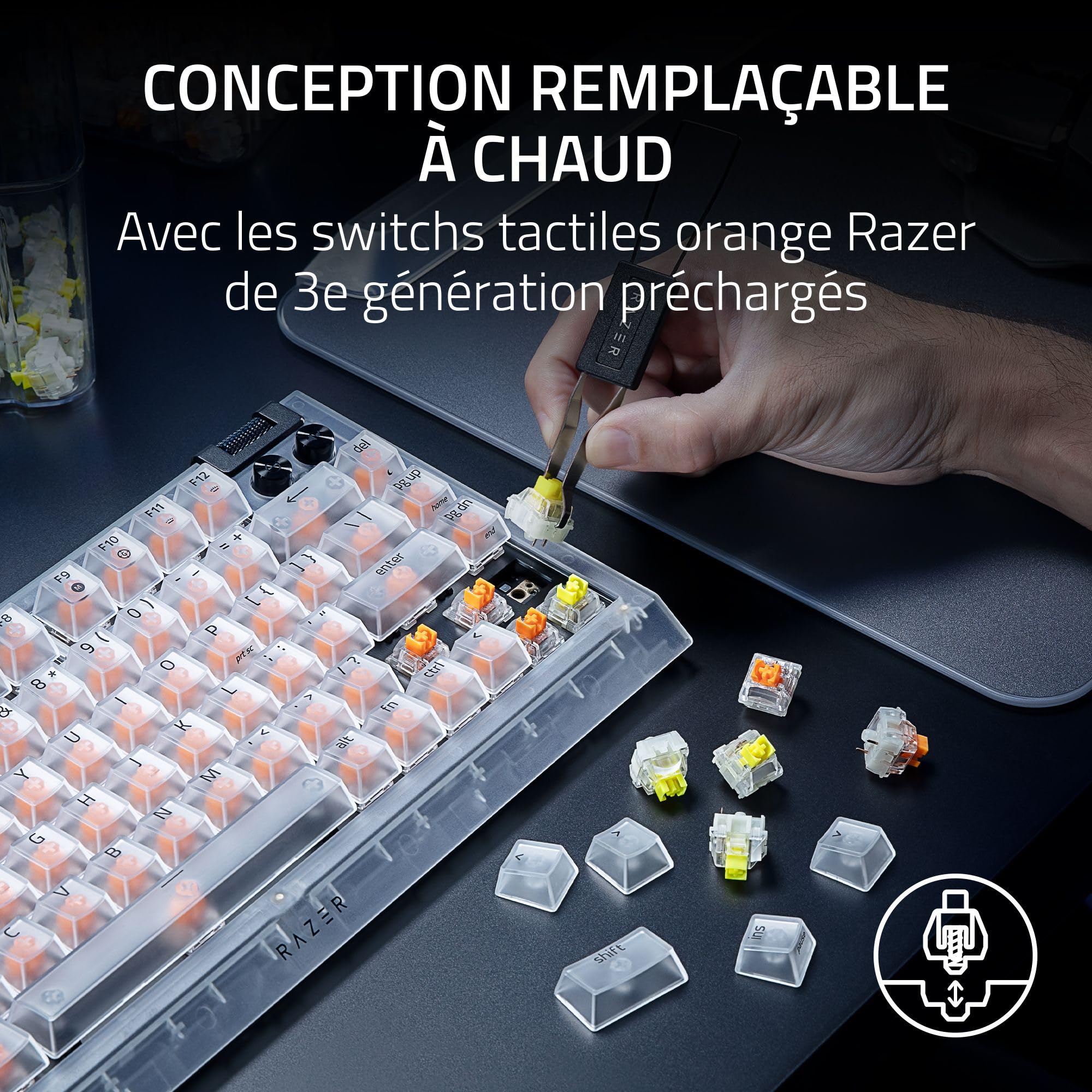 Image secondaire de Razer BlackWidow V4 75% Phantom White - Clavier Mécanique Gaming Personnalisable