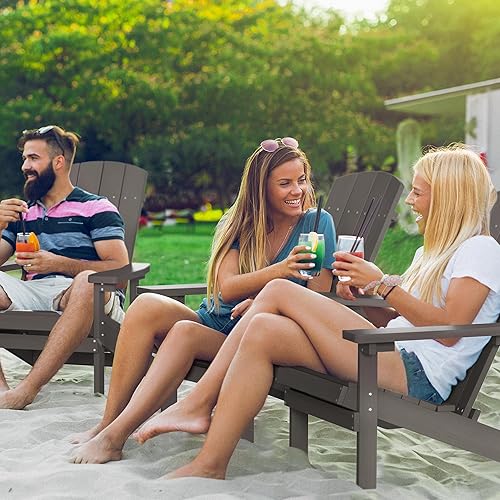 Miniatura 2 de Aok Garden - Silla de jardín estilo Adirondack para patio, de madera resistente a la intemperie, muebles para césped y balcón, 2 unidades, color café