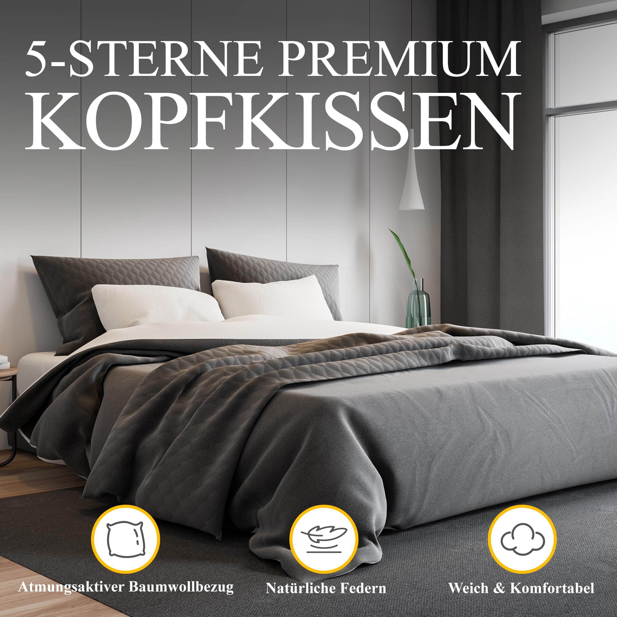 Orange Wave Hoofdkussen 40x80 cm - luxe veren donskussen in hotelkwaliteit, Zacht & Ademend,Öko-Tex gecertificeerd,Hypoallergeen Machinewasbaar Orange Wave Hoofdkussen 40x80 cm - luxe veren donskussen in hotelkwaliteit, Zacht & Ademend,Öko-Tex gecertificeerd,Hypoallergeen Machinewasbaar