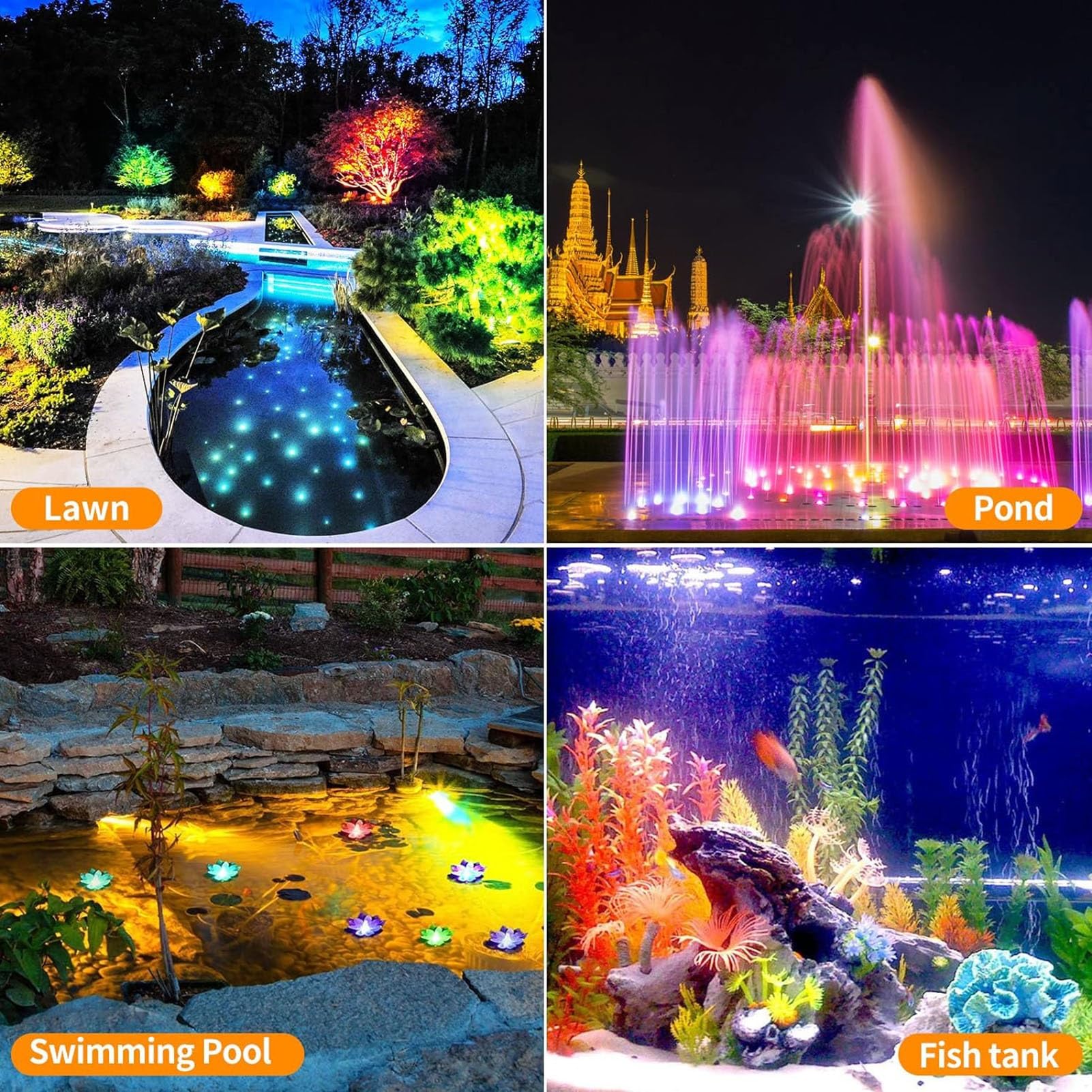 Luces De Paisaje Submarino - Foco LED Piscina, Foco Sumergible IP68, Foco Sumergible LED Con Cambio De Color RGB, Para Jardín, Focos De Piscina, con Mando A Distancia ( Color : 12V , Size : 36w )