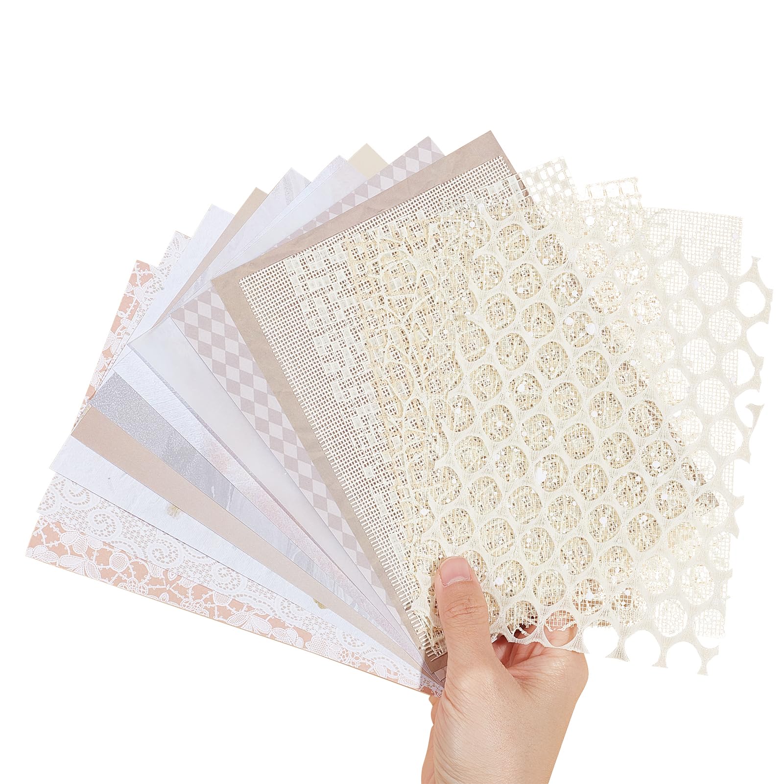 Lot De 156 Feuilles Papier Texturé Pour Scrapbooking - 10x14cm, Motifs Maillés Et Boutons Déco