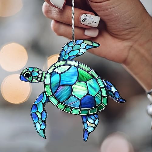 Miniatura 8 de Adorno acrílico de tortuga marina con tarjeta de historia, regalos de tortuga marina para mujeres, regalos de playa para mujeres, adornos de Navidad