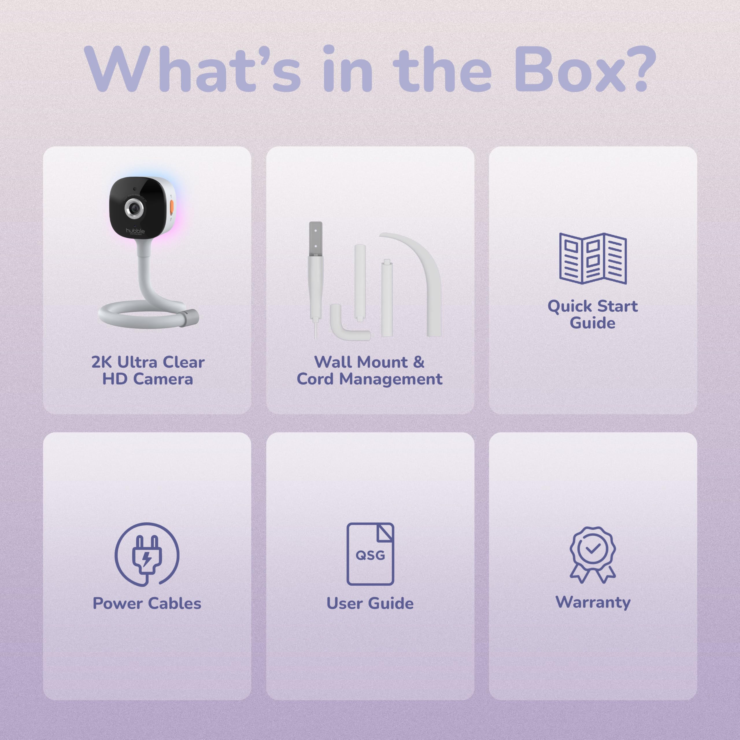 HUBBLE CONNECTED GoBaby AI - 2K HD Baby Monitor Camera w/Advanced AI Monitoring, Covered Face & Rollover Detection, True Cry Alerts, Sleep Training & Smart Soother — w/Flexible Mount
