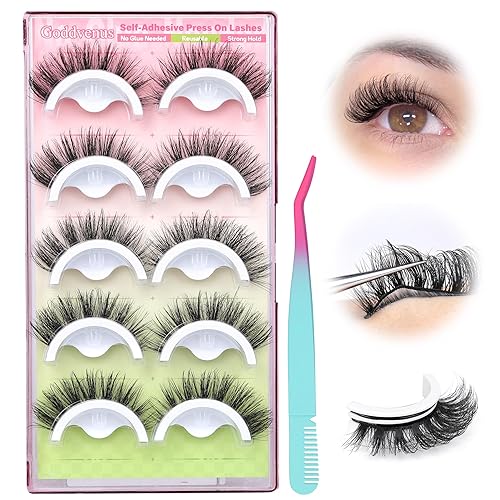 Pestañas autoadhesivas, sin necesidad de pegamento, pestañas postizas de aspecto natural, extensiones de pestañas reutilizables, autoadhesivas,