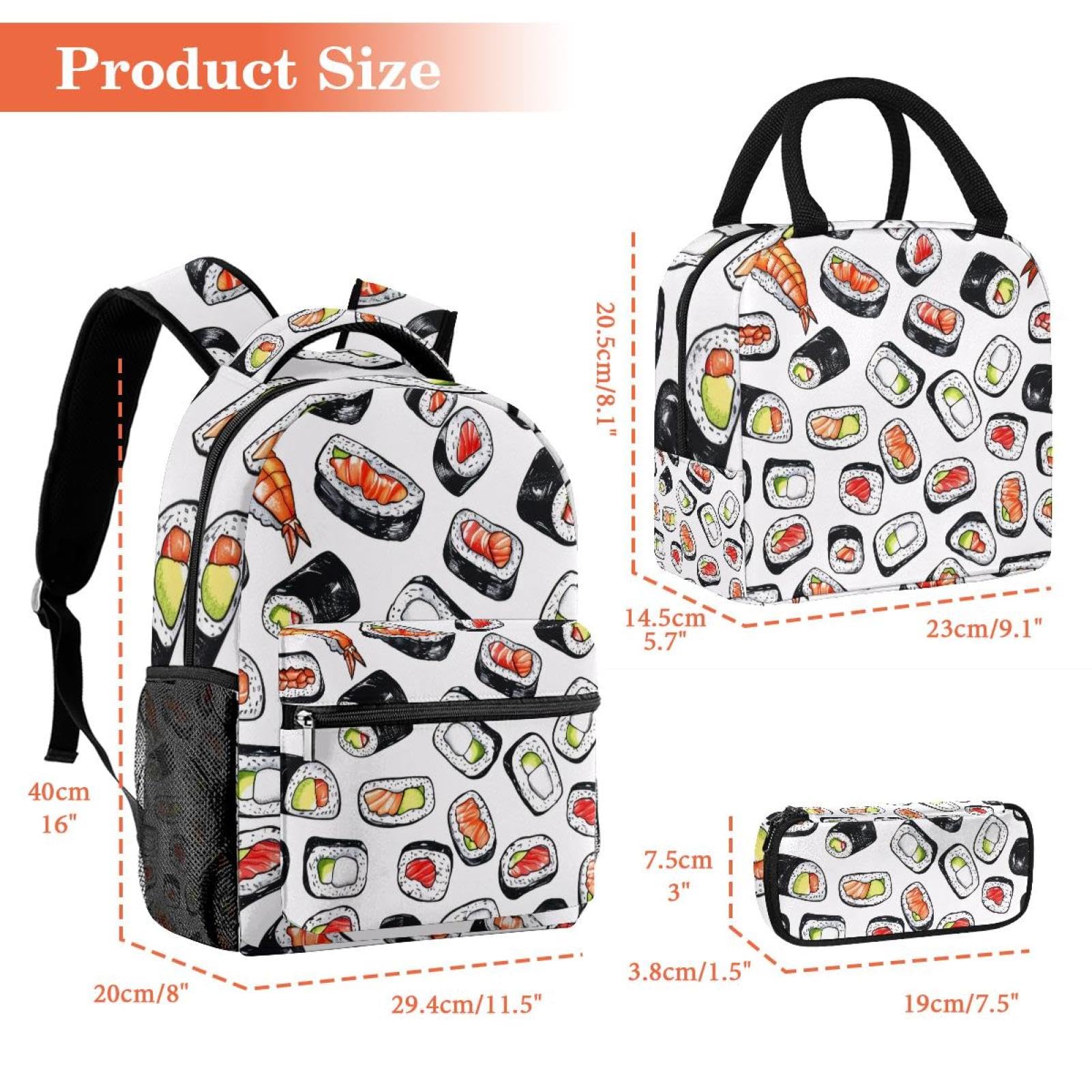 Set di zaino scolastico con borsa per il pranzo e astuccio, set da 3 pezzi per libri scolastici, zaino da viaggio, zaino casual per adolescenti, ragazze, ragazzi, primaria, junior, medio