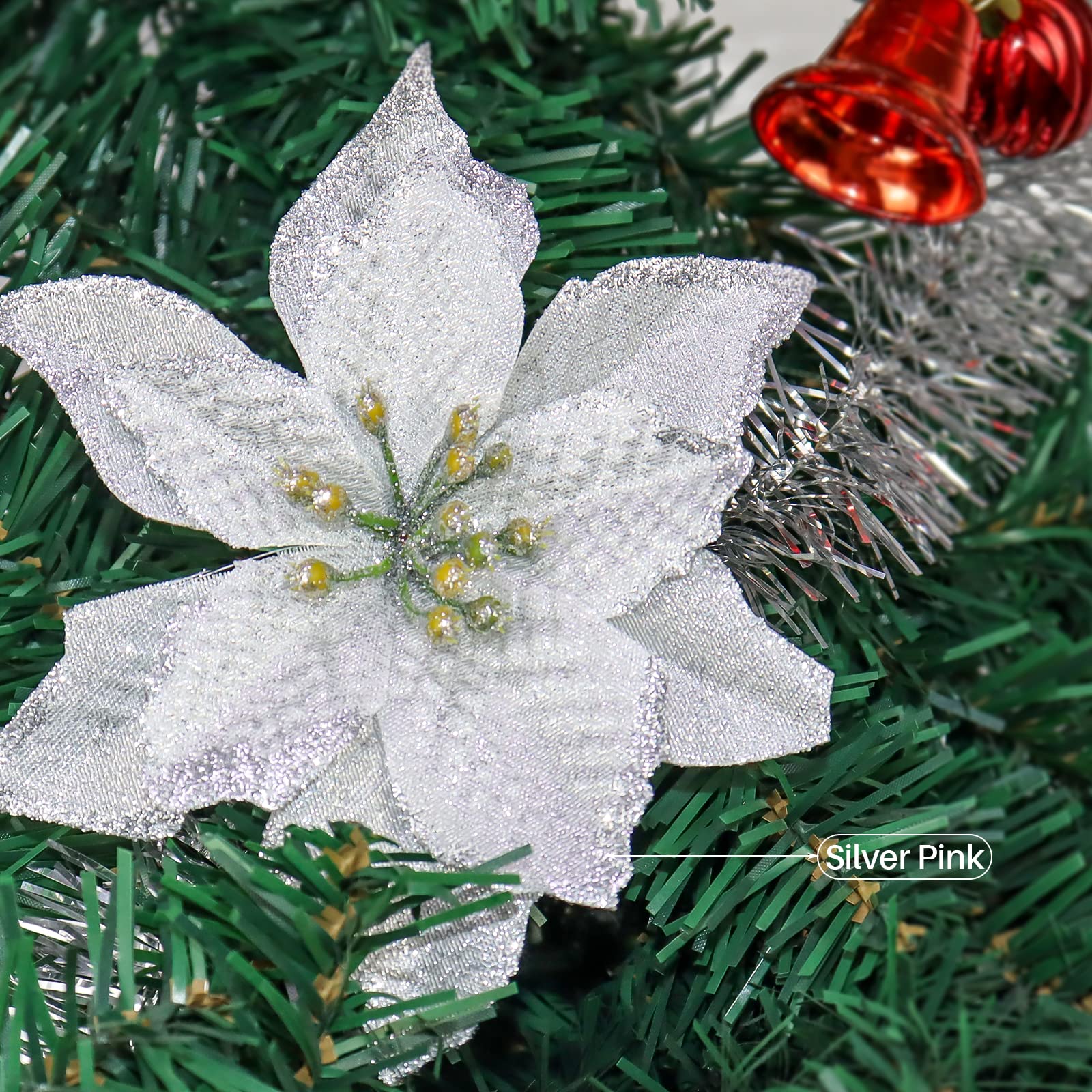 Amazon.co.jp: KEPATO クリスマスグリッター ポインセチア クリスマス