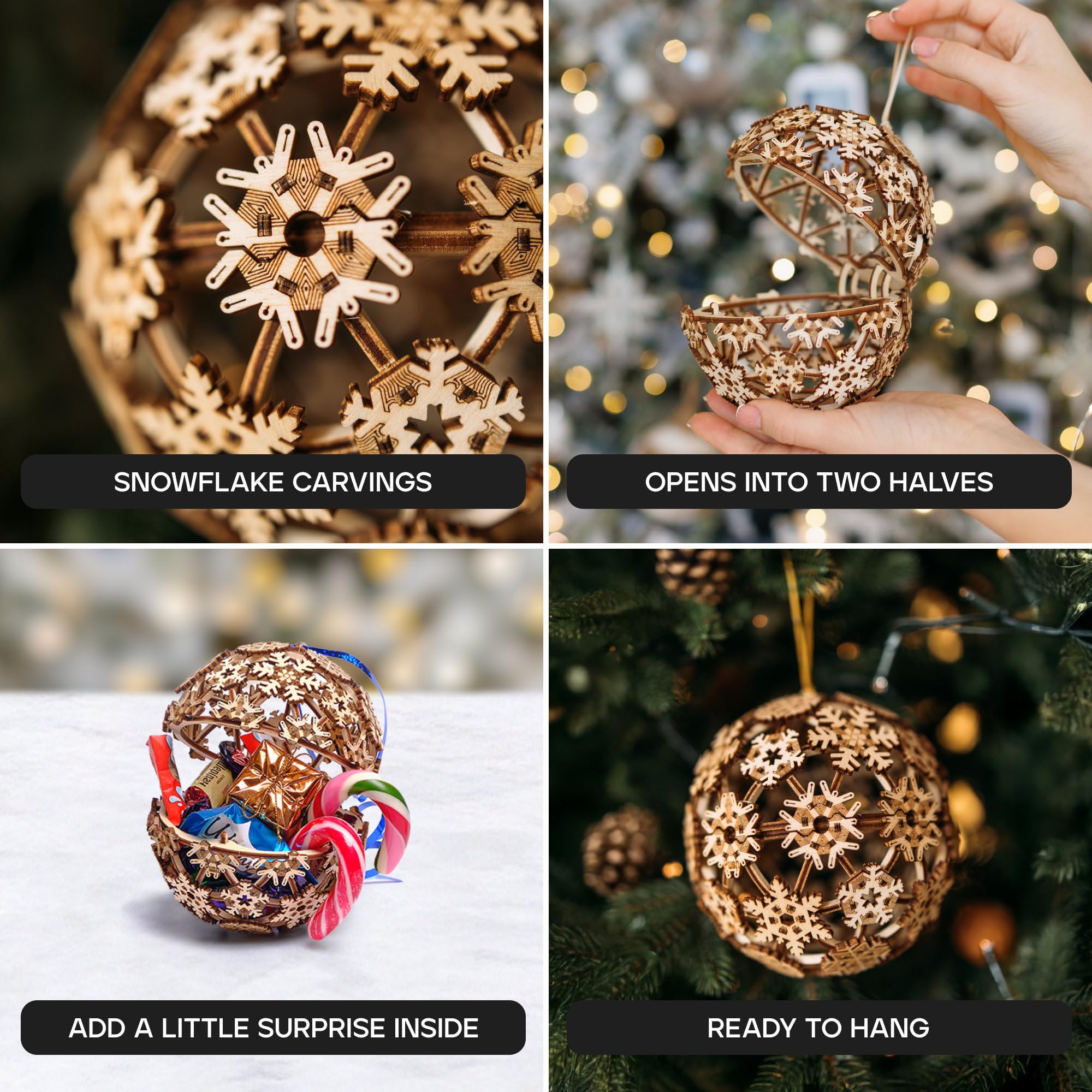 Wood Trick Christmas Ball 3D Wooden Puzzles for Adults and Kids to Build - Store Your Precious Items - Wooden Model Kits for Adults and Kids