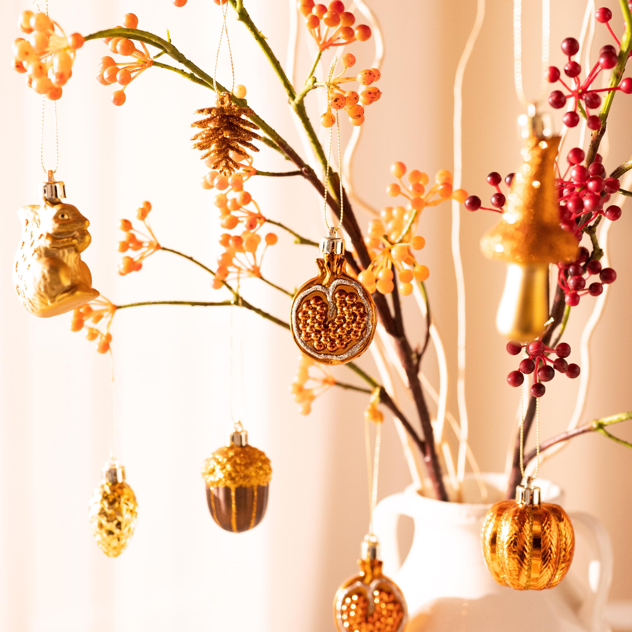 Valery Madelyn Fall Ornaments Tree Decorations for Home, 24ct Shatterproof Fall Ornaments for Small Tree, Orange Hanging Thanksgiving Autumn Christmas Ball Gnome Decor for Harvest Halloween Holiday