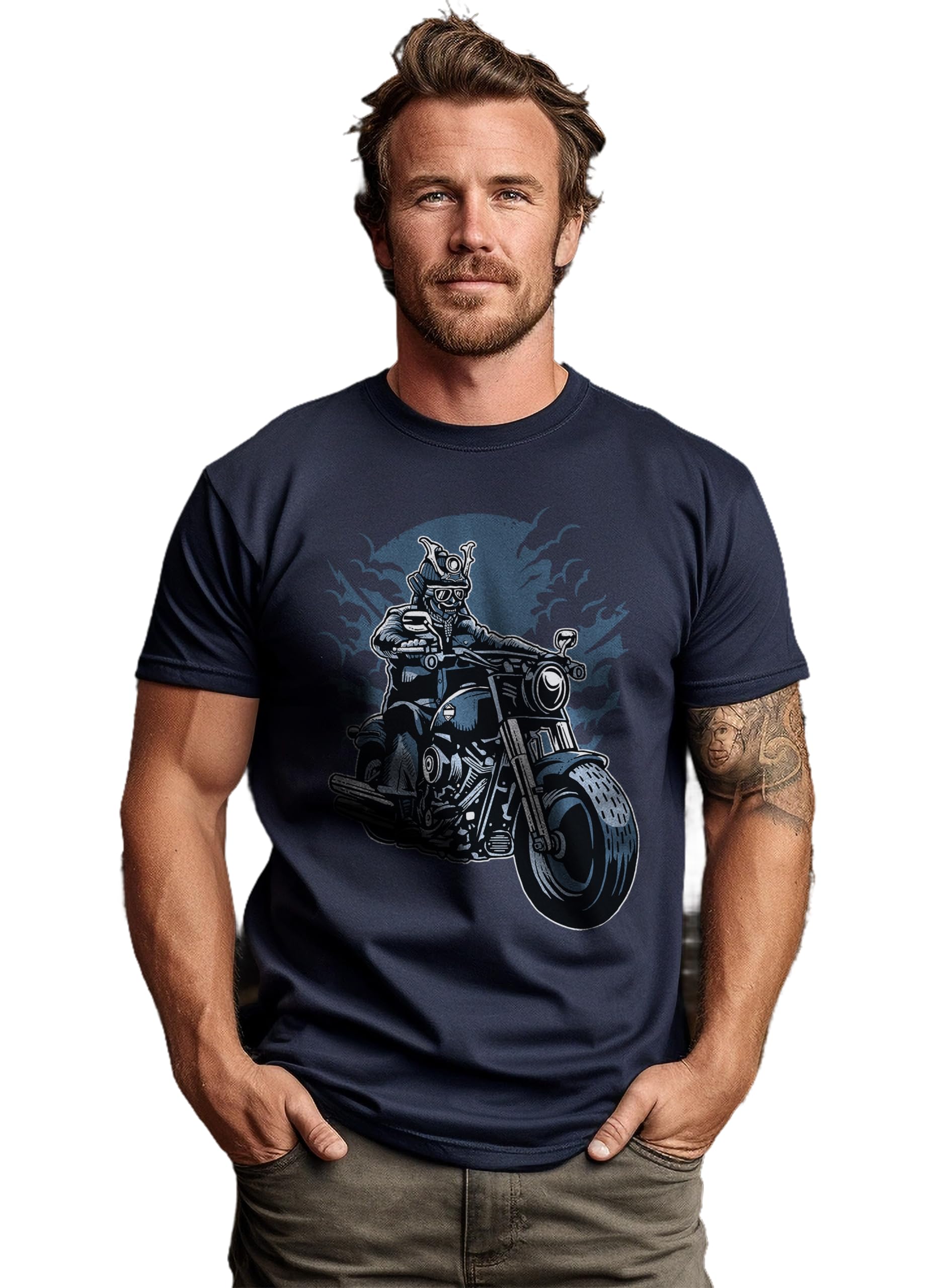 ShirtShackSamurai Biker t-Shirt - Funny and Fierce! Ride into Battle with Style. Unisex Printed Design for The Coolest Bikers Out There!