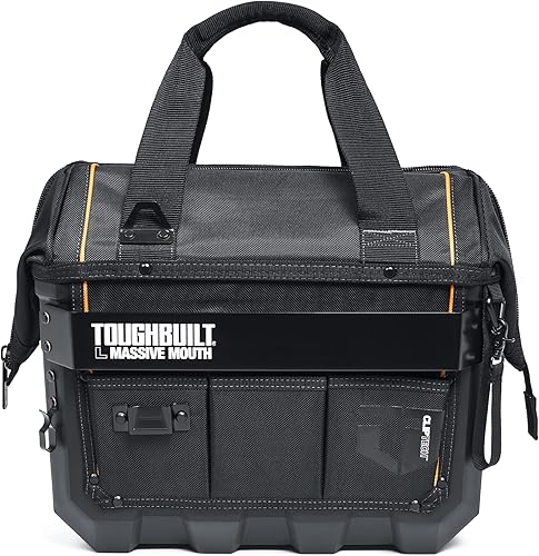 Miniatura 2 de ToughBuilt - Bolsa de herramientas de boca masiva de 16 pulgadas, bolsa de herramientas de gran apertura resistente con estructura de cuerpo duro,