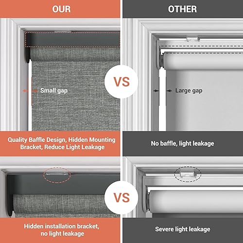 Miniatura 3 de Persianas enrollables opacas para ventana, persianas enrollables inalámbricas de punto de cruz, aislamiento térmico, protección UV, persianas de