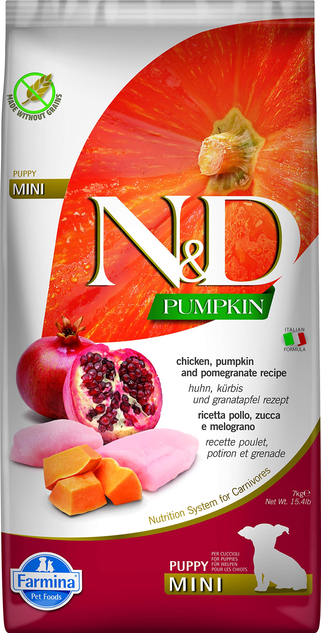 Farmina N&D Pumpkin Puppy Mini Dog Food | Chicken, Pumpkin & Pomegranate | Rich in Anti-oxidants|Complete Food for Puppies | 7kg | No Artificial Preservatives