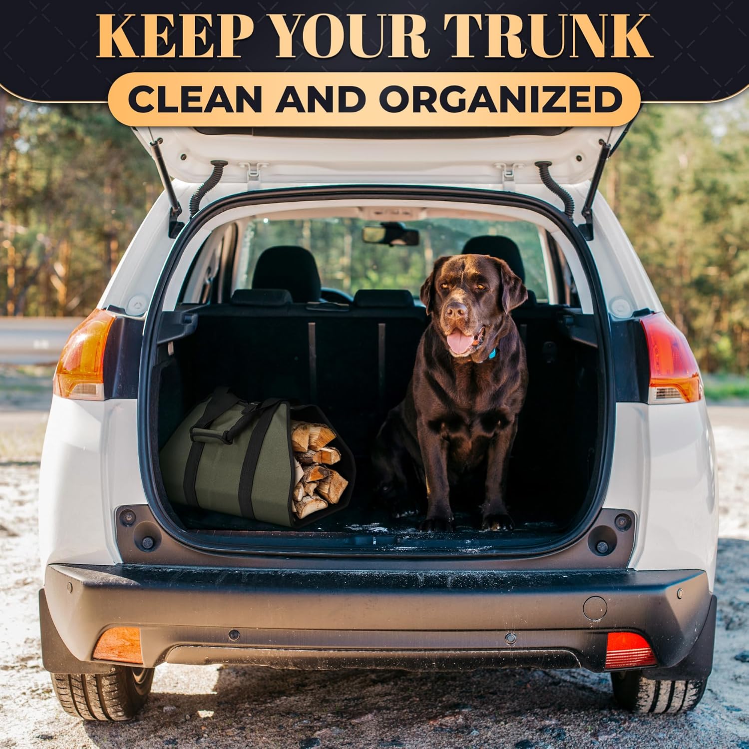 Water-Resistant Firewood Carrier Bag – 39.4"x18.5" Waxed Canvas Log Carrier for Firewood, Open-Ended Design, Large Capacity Wood Tote with Padded Handles, Buckle Strap & Folds Flat for Easy Storage - Image 9