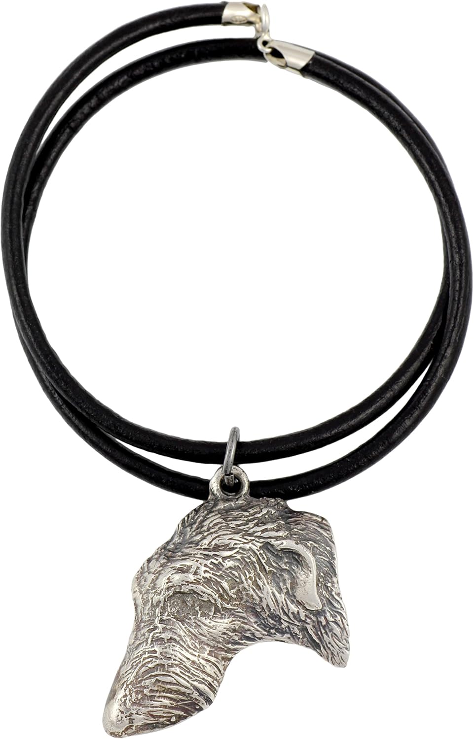 Art-Dog Dog Silver-Plated Pendant on a Leather Strap - Dog Necklace in Elegant Case – Silver Dog Necklaces for Men and Women – Dog Breeds Jewelry – Deerhound