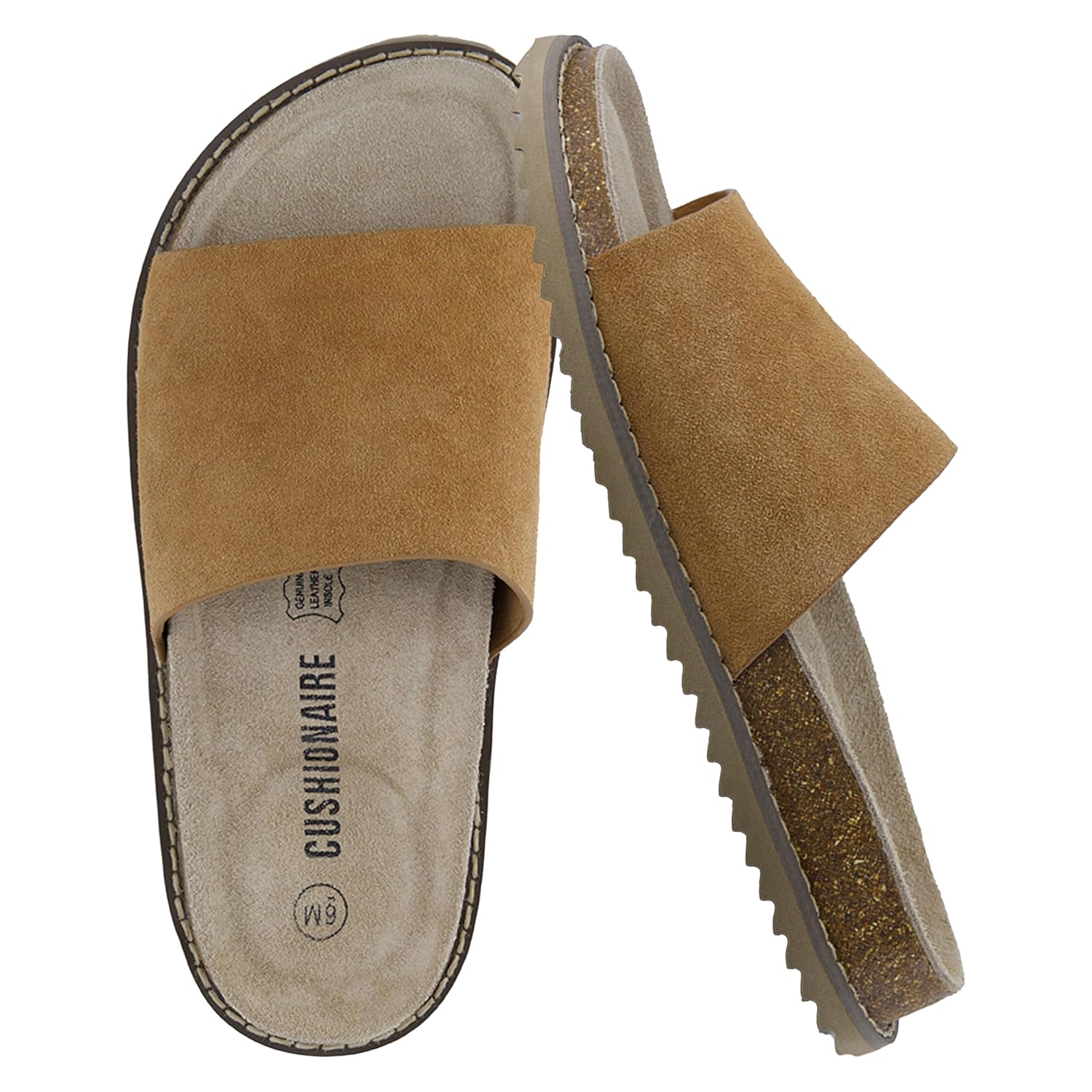 CUSHIONAIRE Womens Ritual Suede Arch Support Slide Sandals