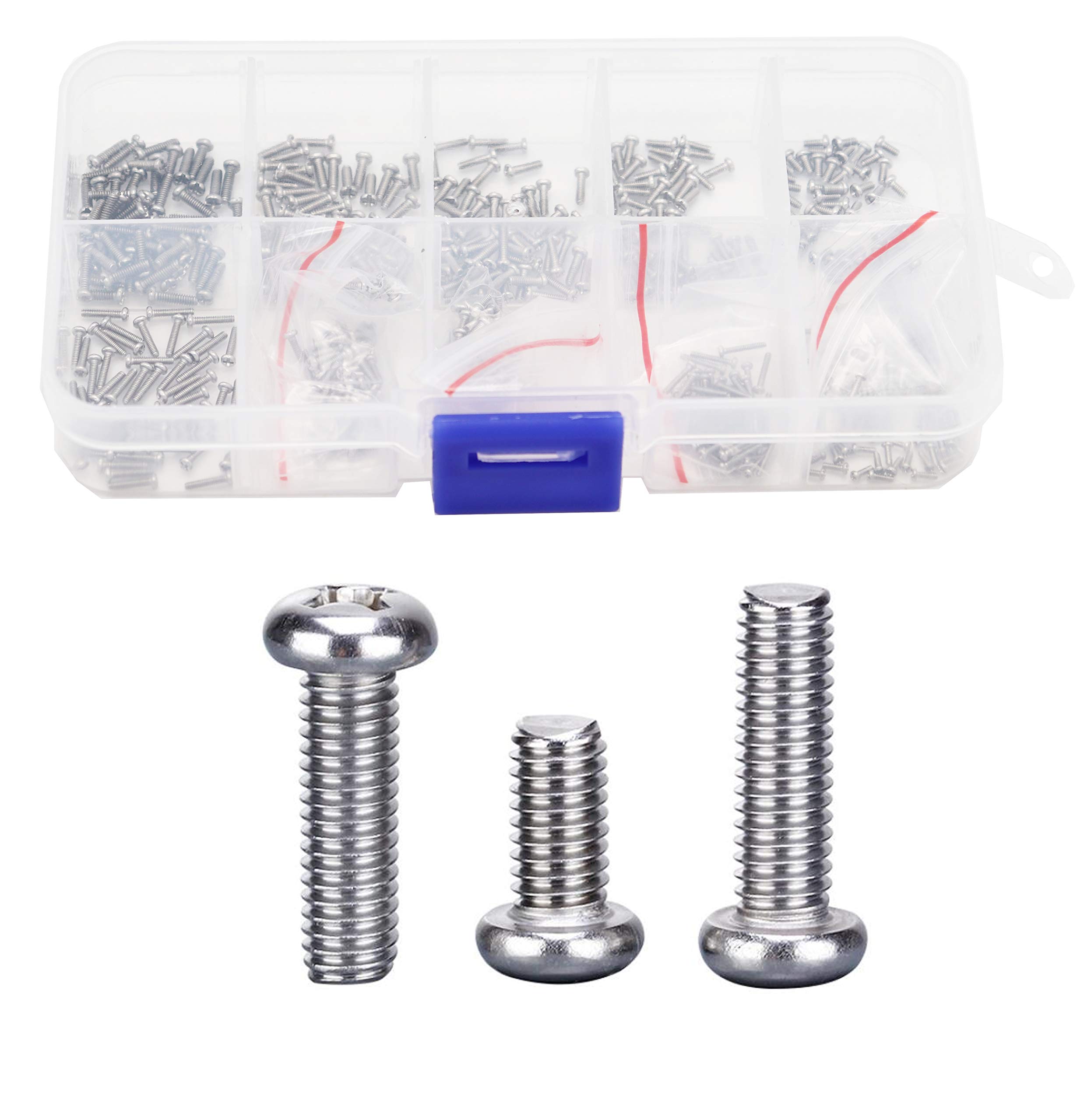 binifiMux550pcs Pan Phillips Head M1 M1.2 M1.4 M1.6 Small Screws Assortment Kit, 304 Stainless Steel