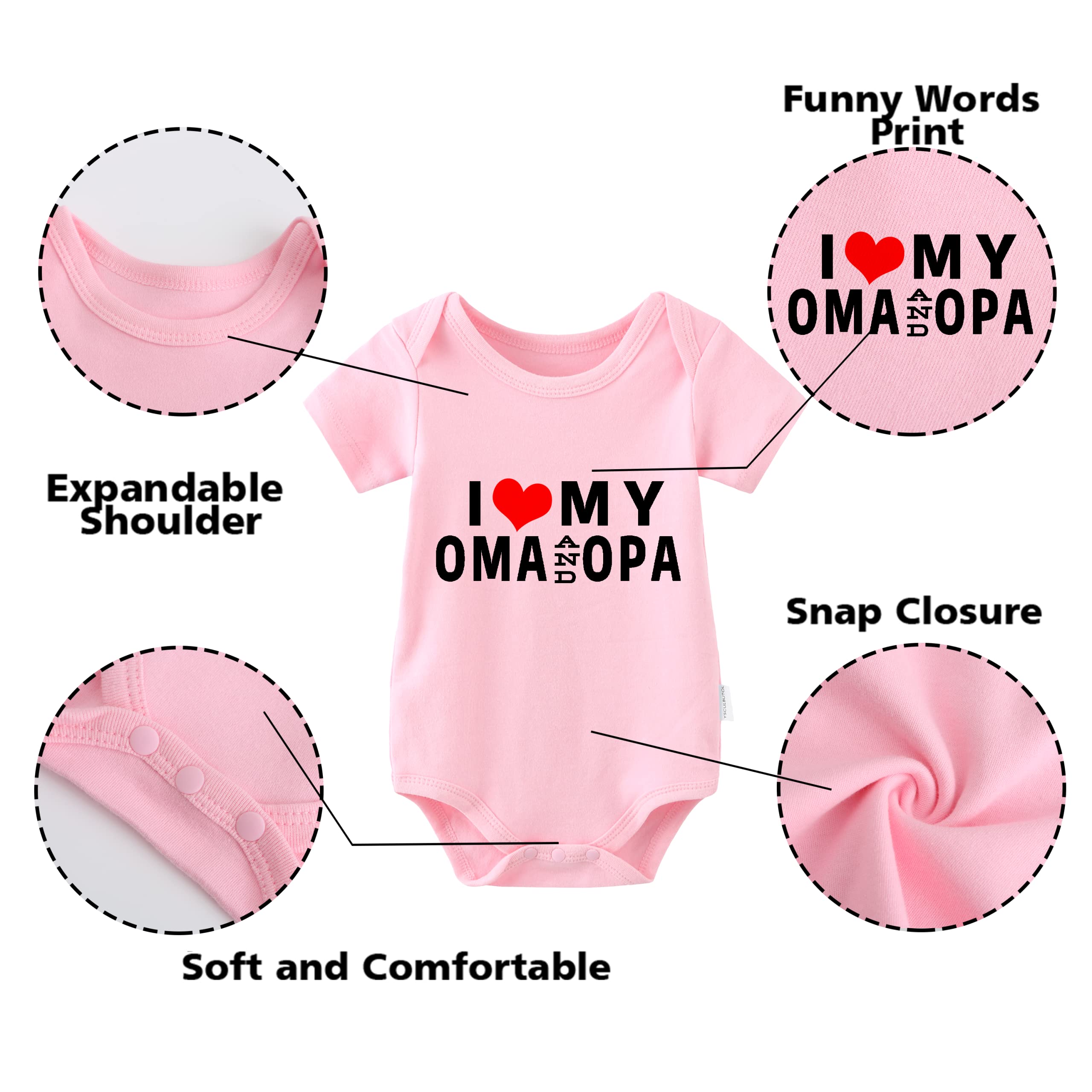 YSCULBUTOL Baby Twins Bodysuits I Love My Oma And Opa Infant Baby Clothes Unisex Twin Romper Outfits With Hat